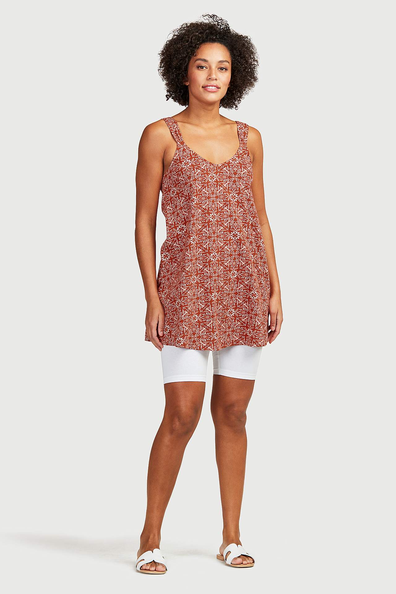 Patroonvormige jersey tuniek met schouderriem