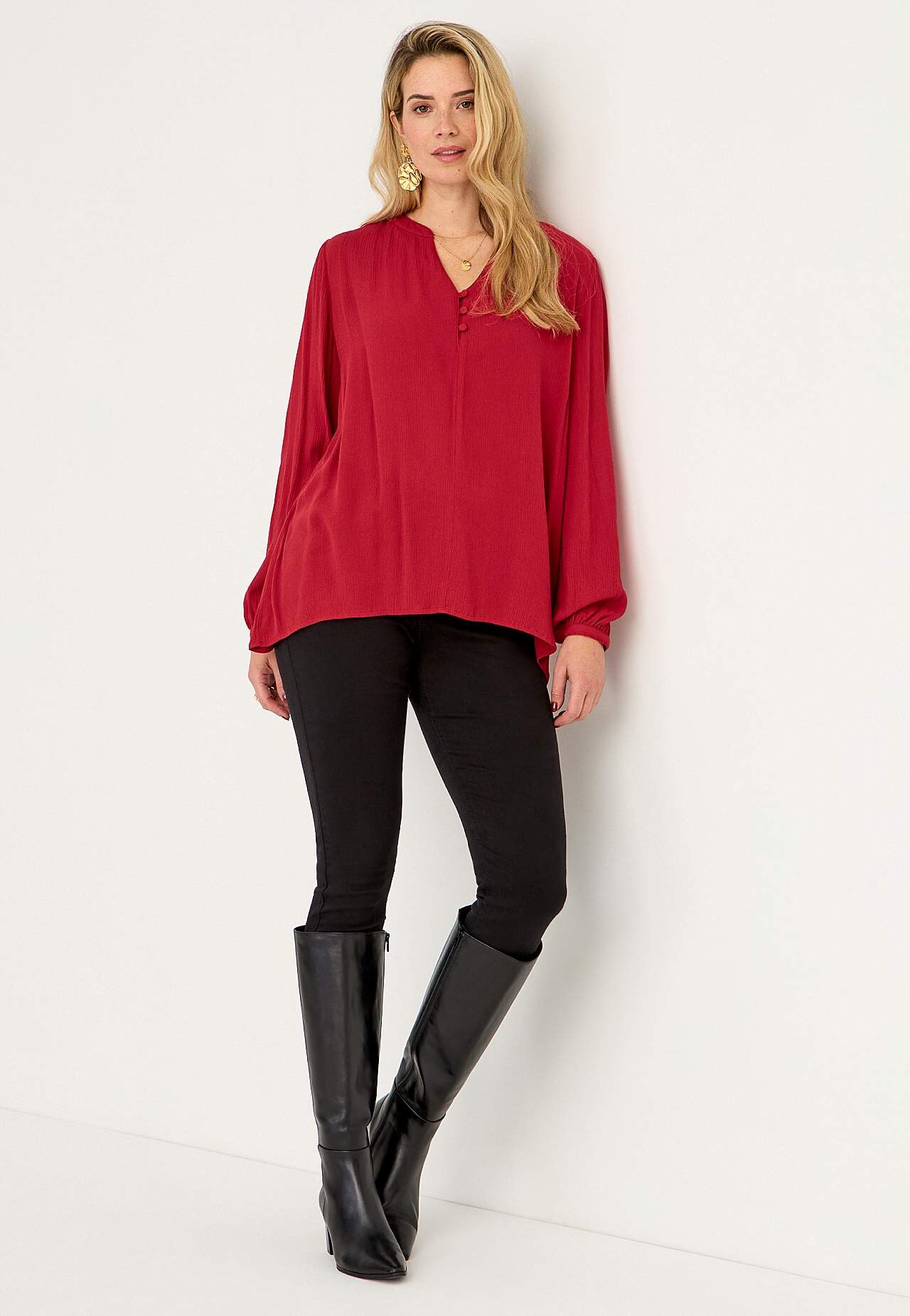 Van crèpe bloes met knoppen