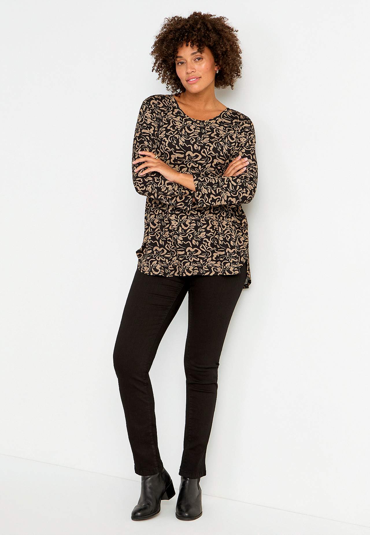 Jersey-topje met 3/4 mouw