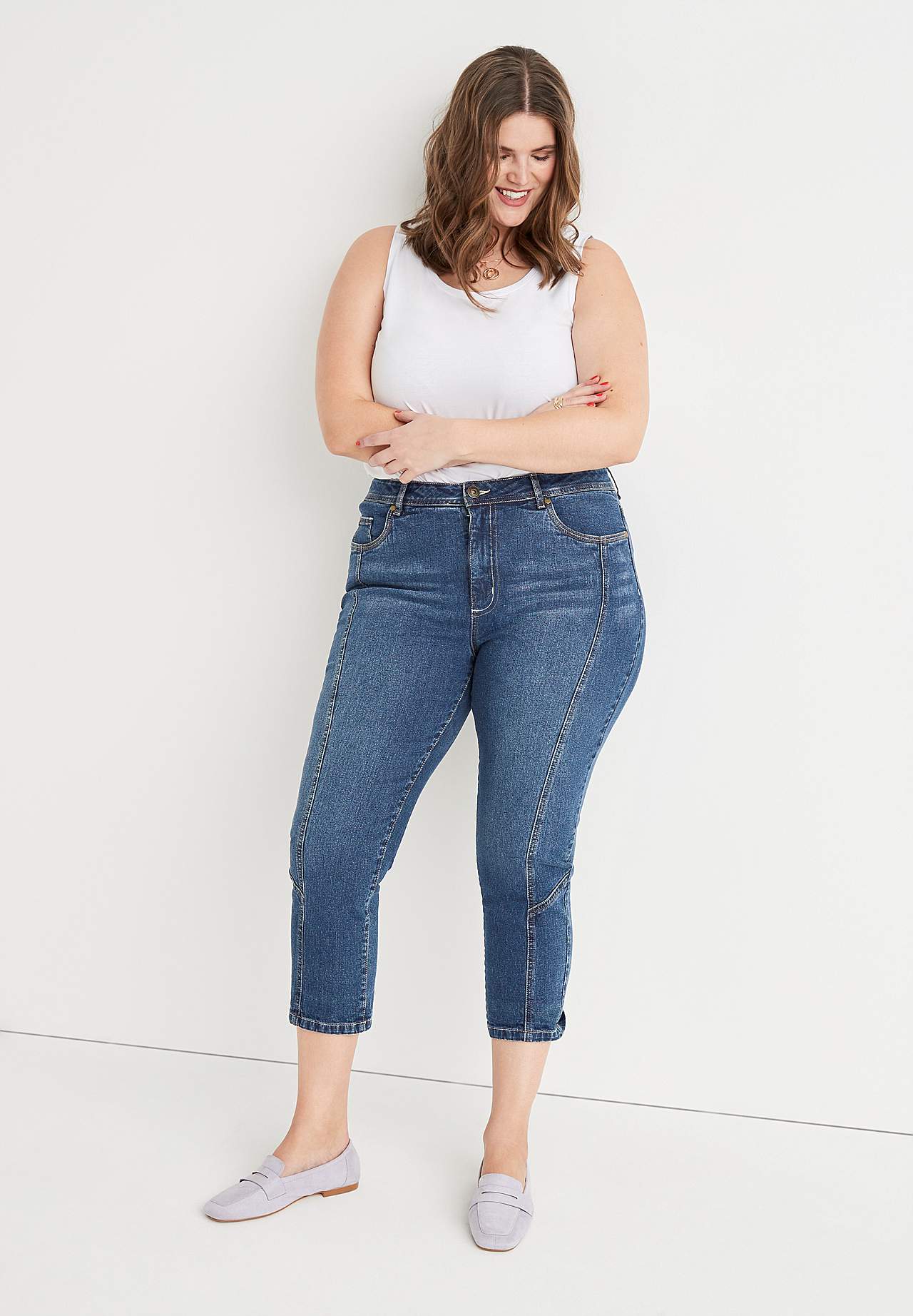 Cropped jeans met vijf zakken ontwerp