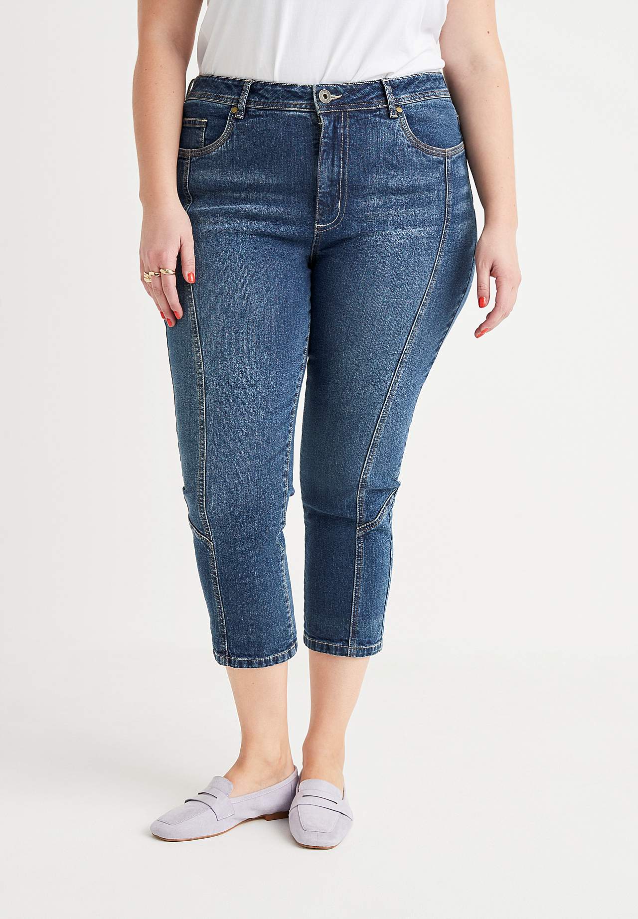 Cropped jeans met vijf zakken ontwerp