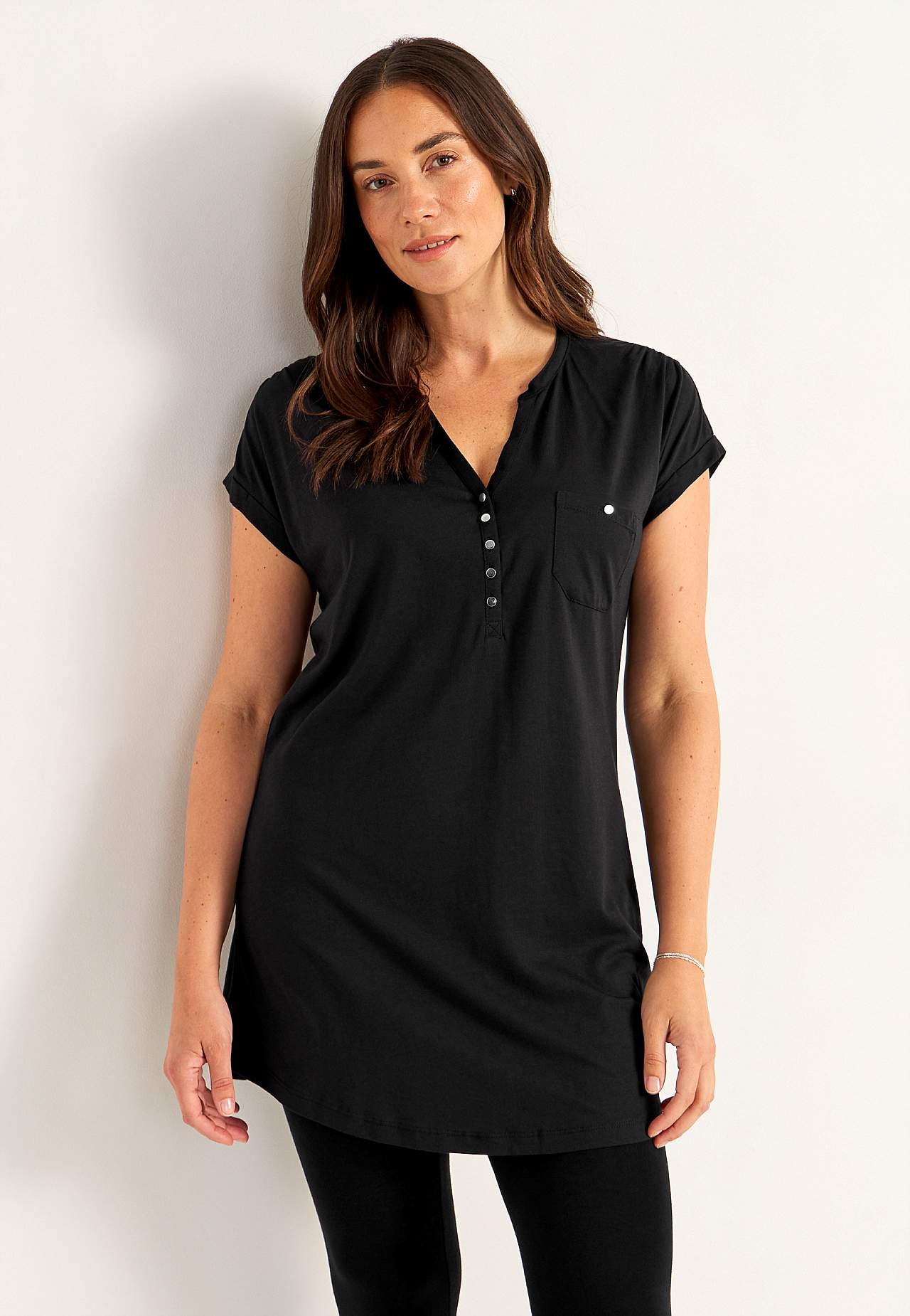 Jersey tuniek met metalen knoppen