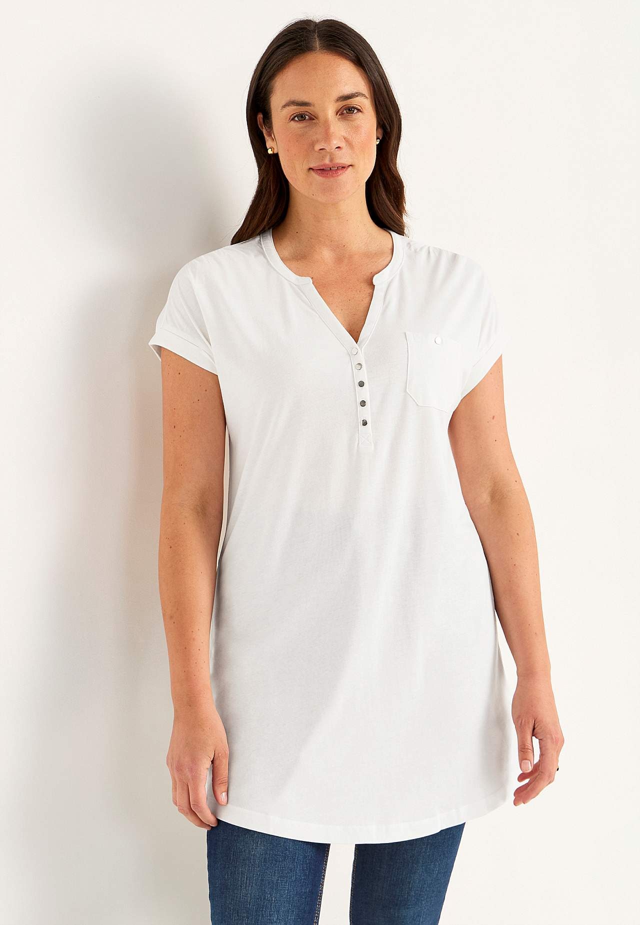Jersey tuniek met metalen knoppen