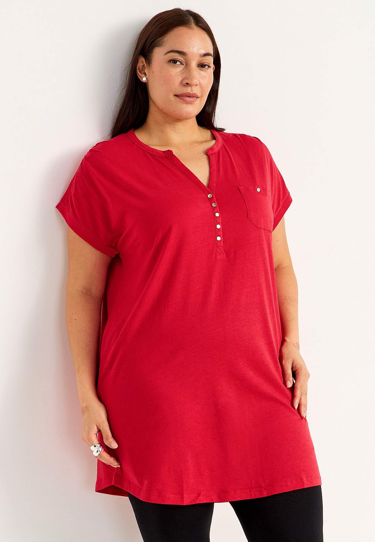 Jersey tuniek met metalen knoppen