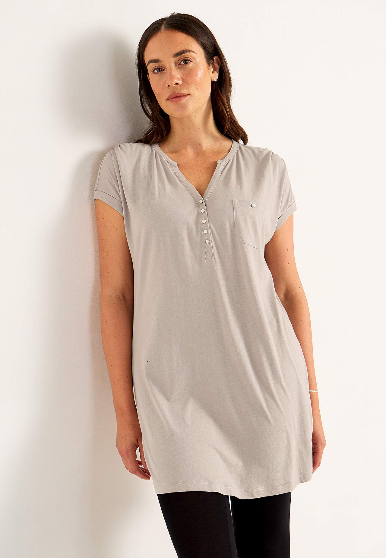 Jersey tuniek met metalen knoppen