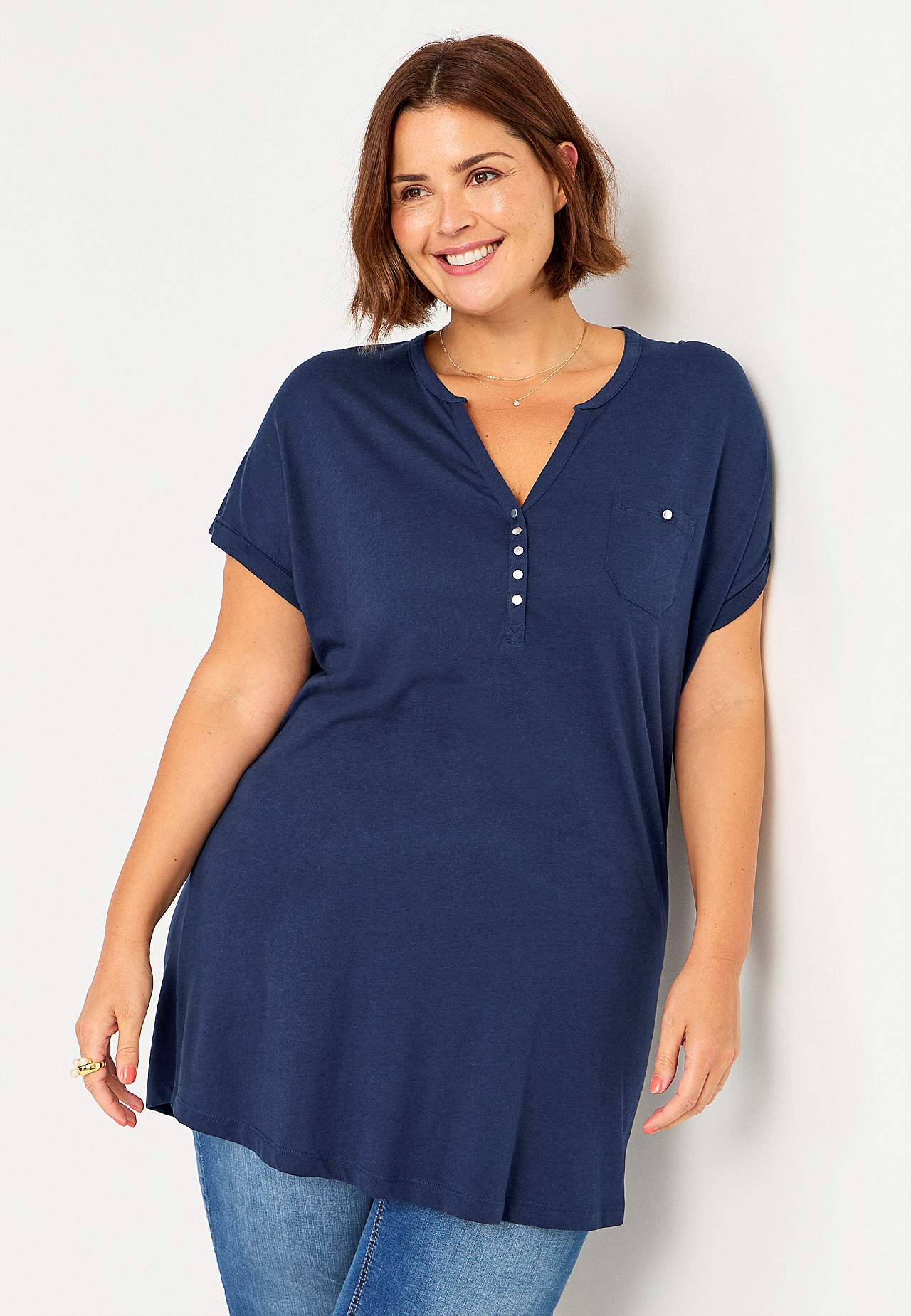 Jersey tuniek met metalen knoppen