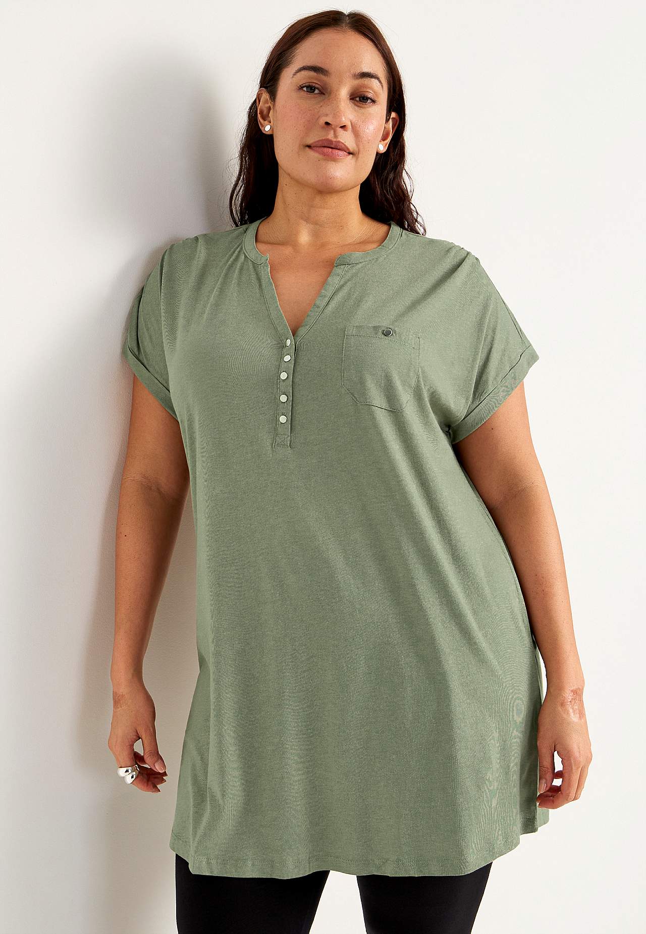 Jersey tuniek met metalen knoppen