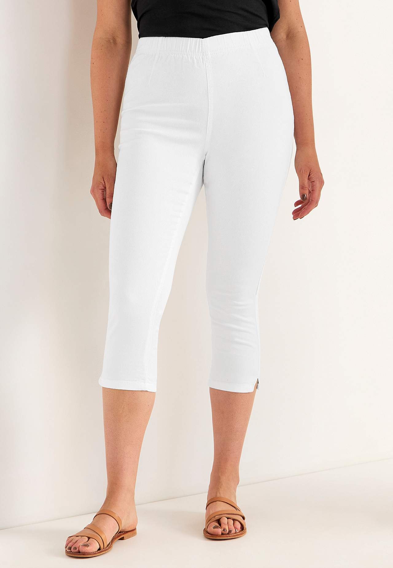 Comfortabelle capri broek van katoenen keperstof