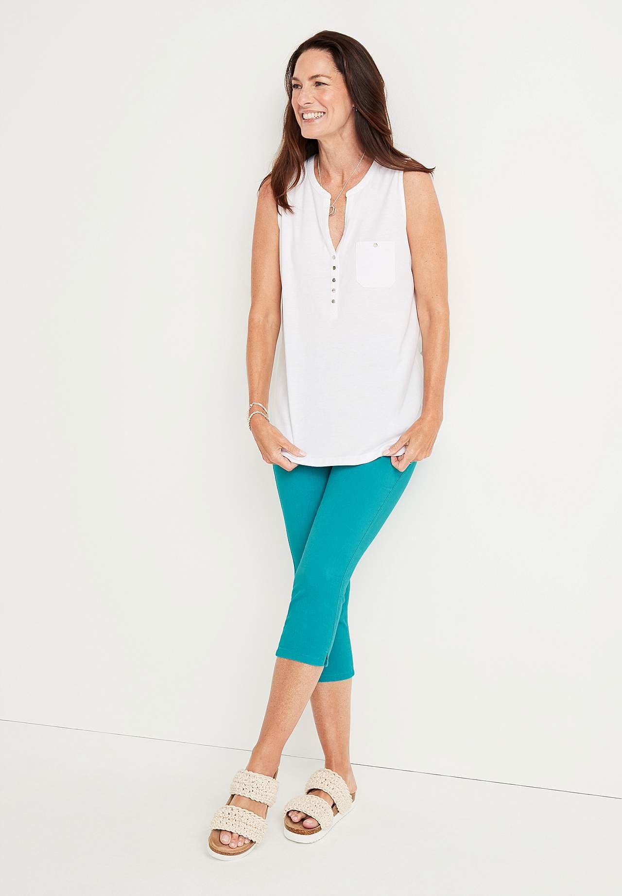 Comfortabelle capri broek van katoenen keperstof