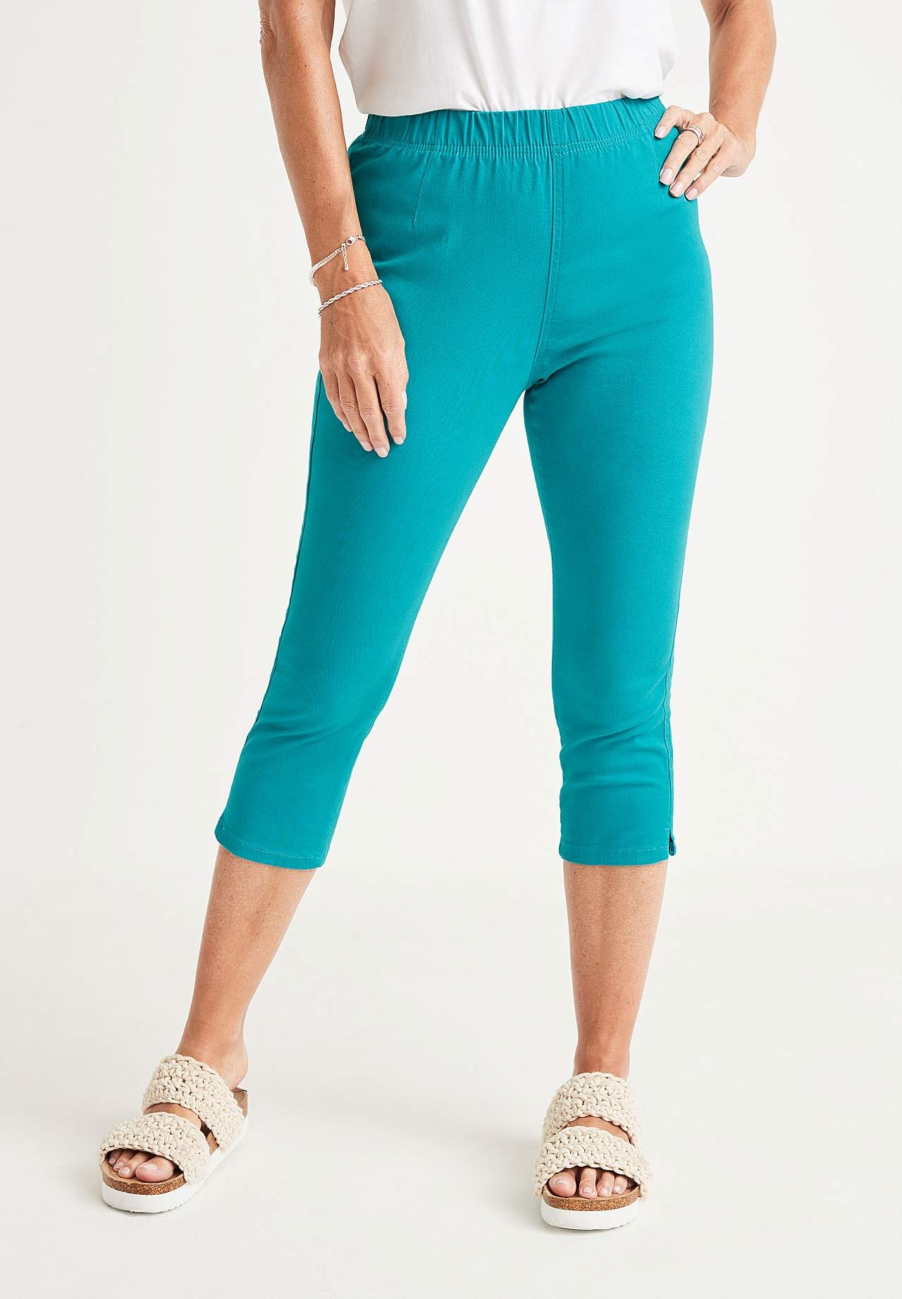 Comfortabelle capri broek van katoenen keperstof