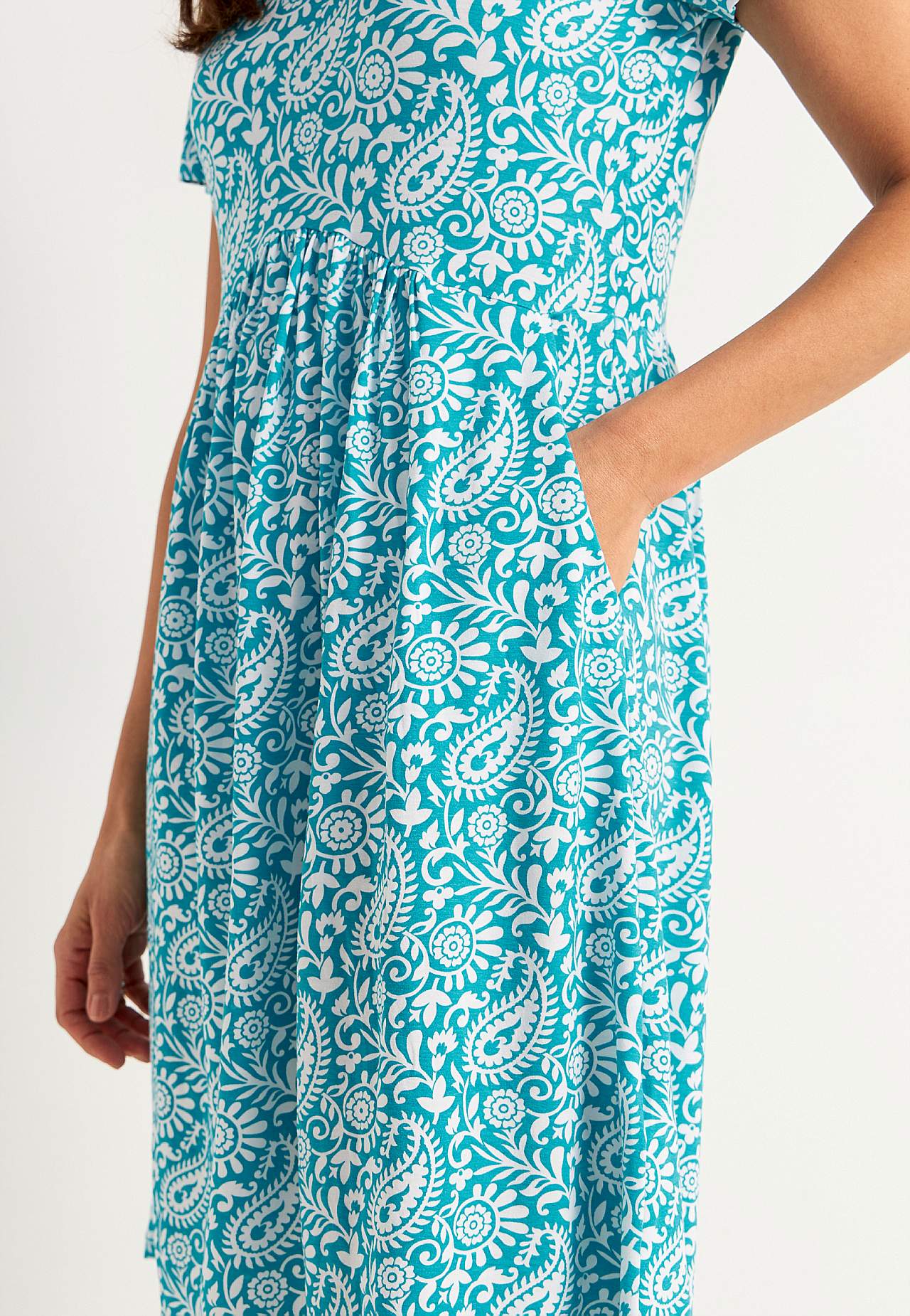 Jerseyjurk met korte mouwen met zakken