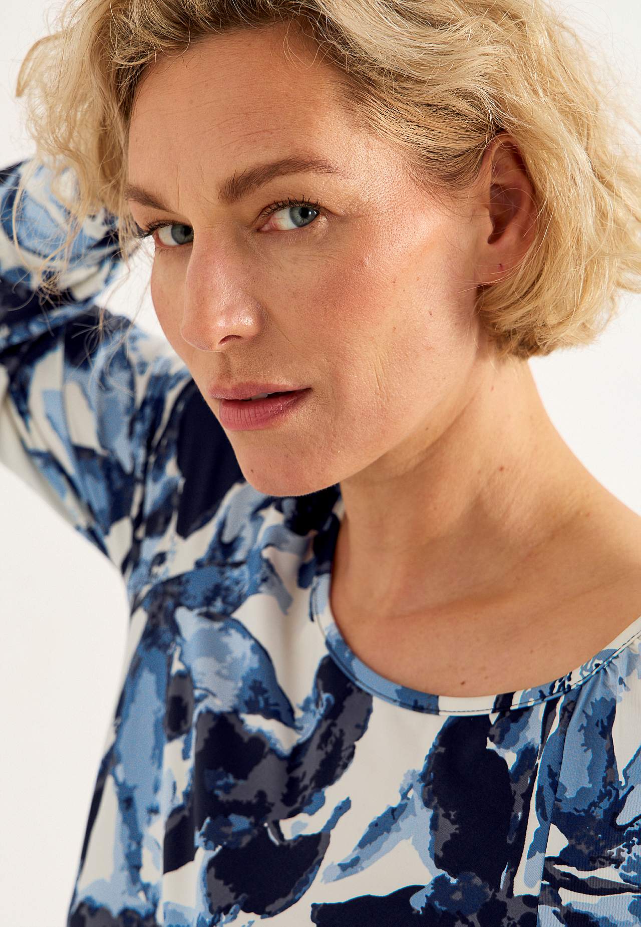 Jersey-topje met patroon met brede manchetten