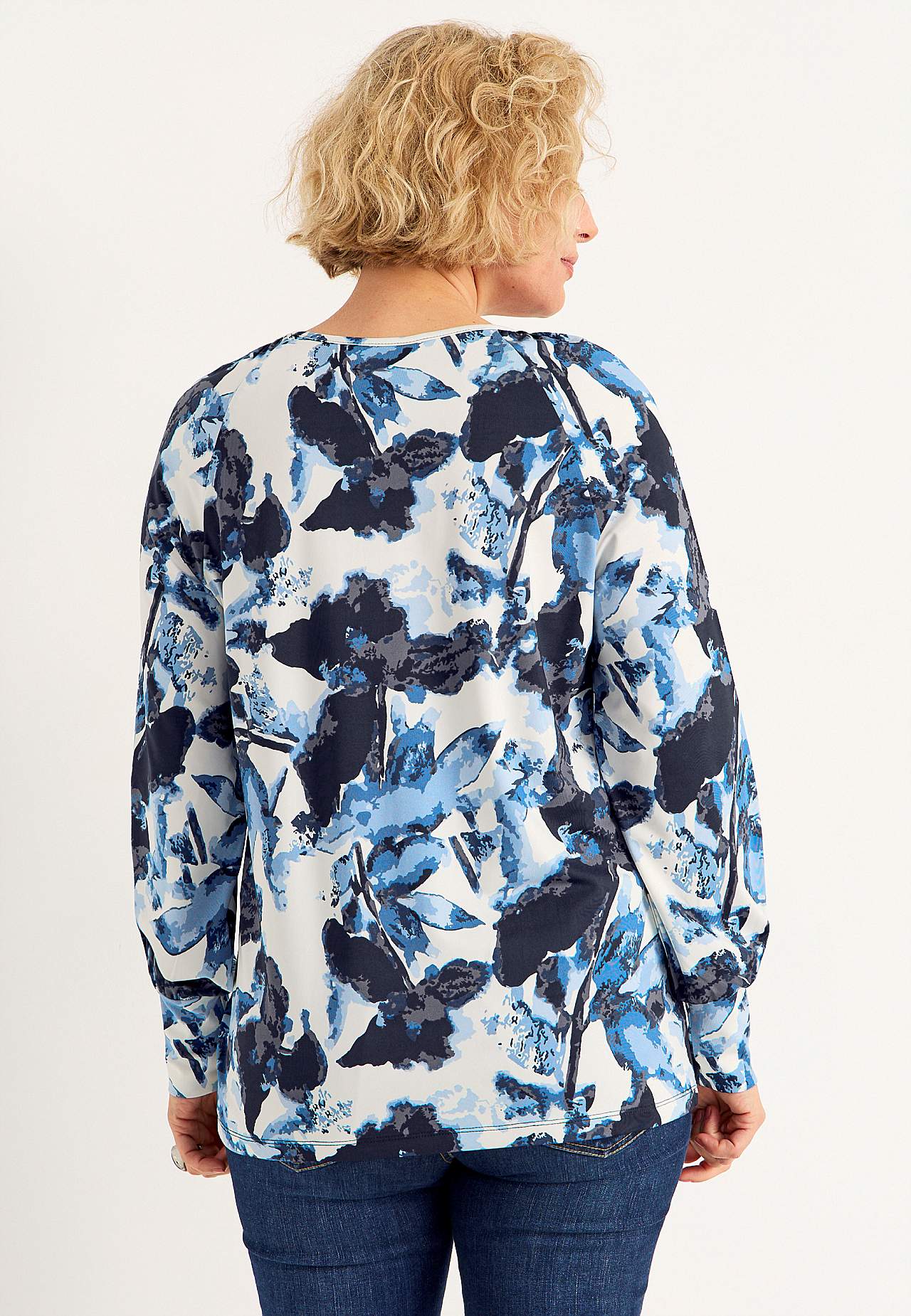 Jersey-topje met patroon met brede manchetten