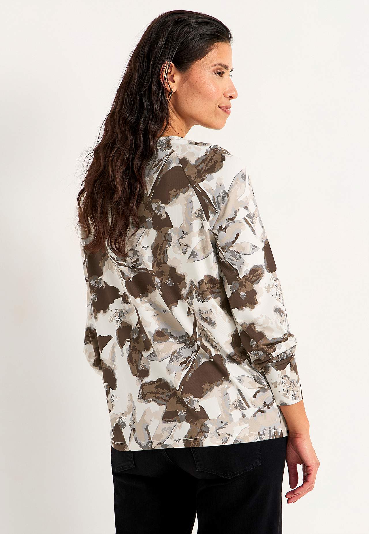 Jersey-topje met patroon met brede manchetten