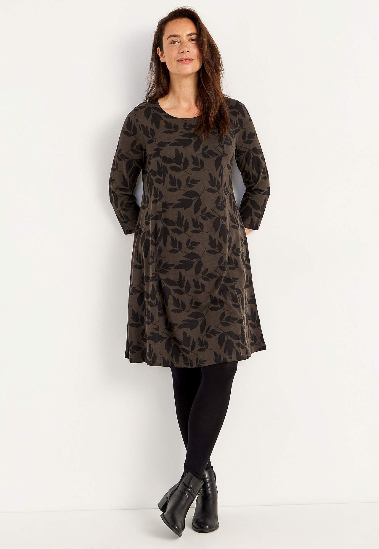 Met patroon jerseyjurk met zakken