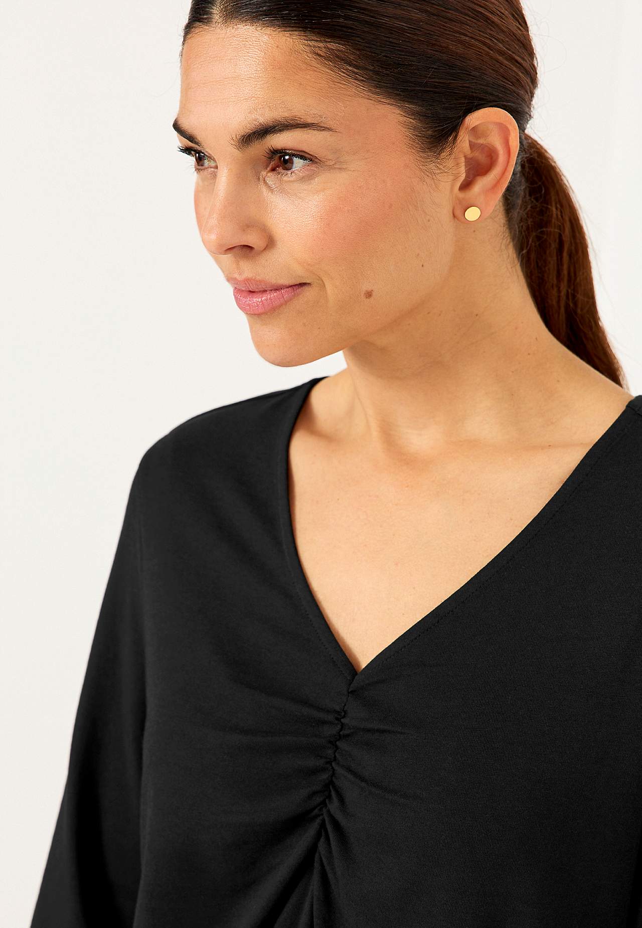 Jersey-topje met inrimpelingen