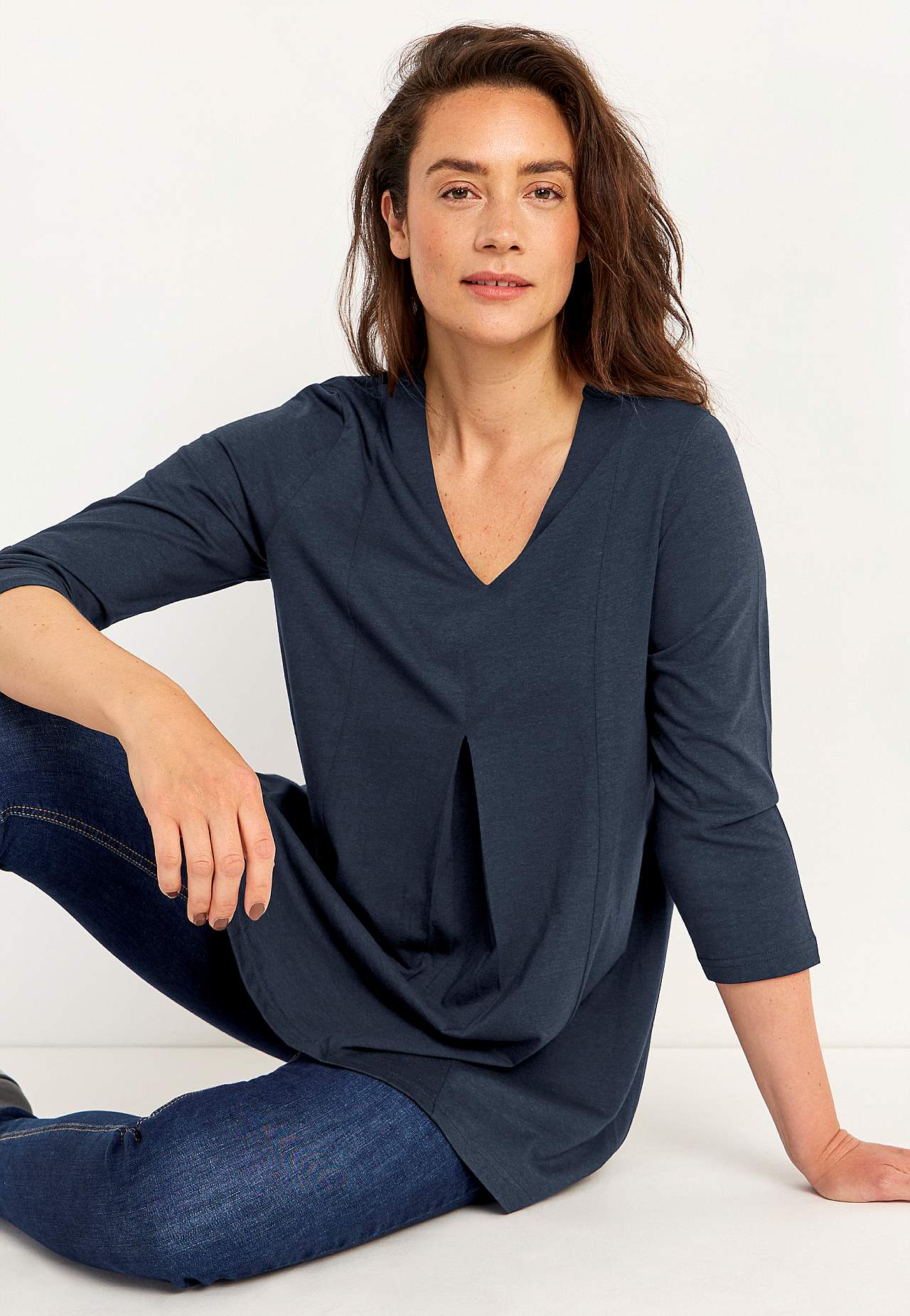 Jersey tuniek met kreuk detail