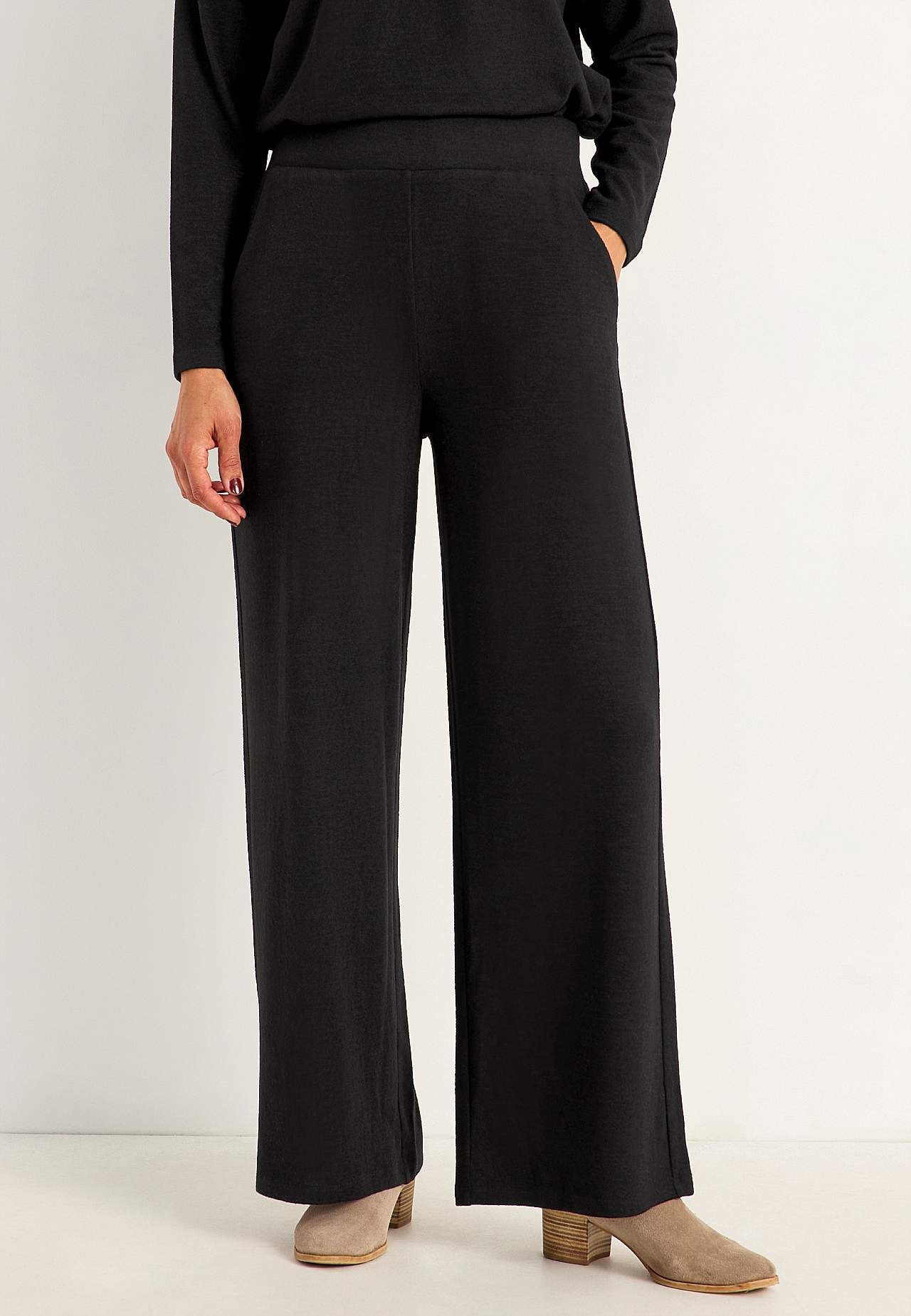 Wijde jersey broek met zakken