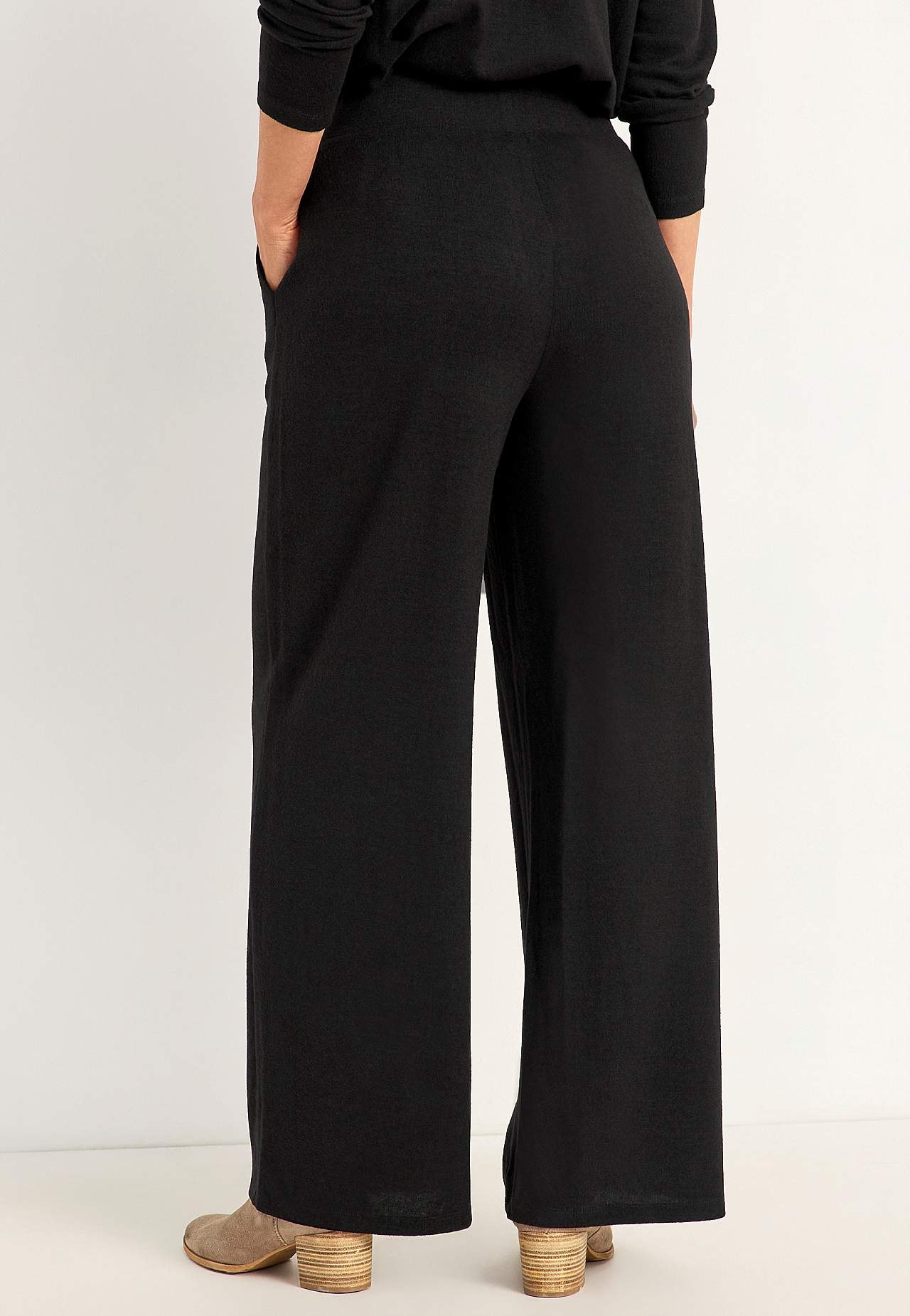 Wijde jersey broek met zakken