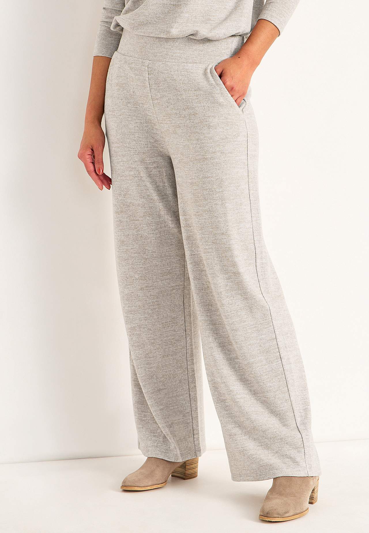 Wijde jersey broek met zakken