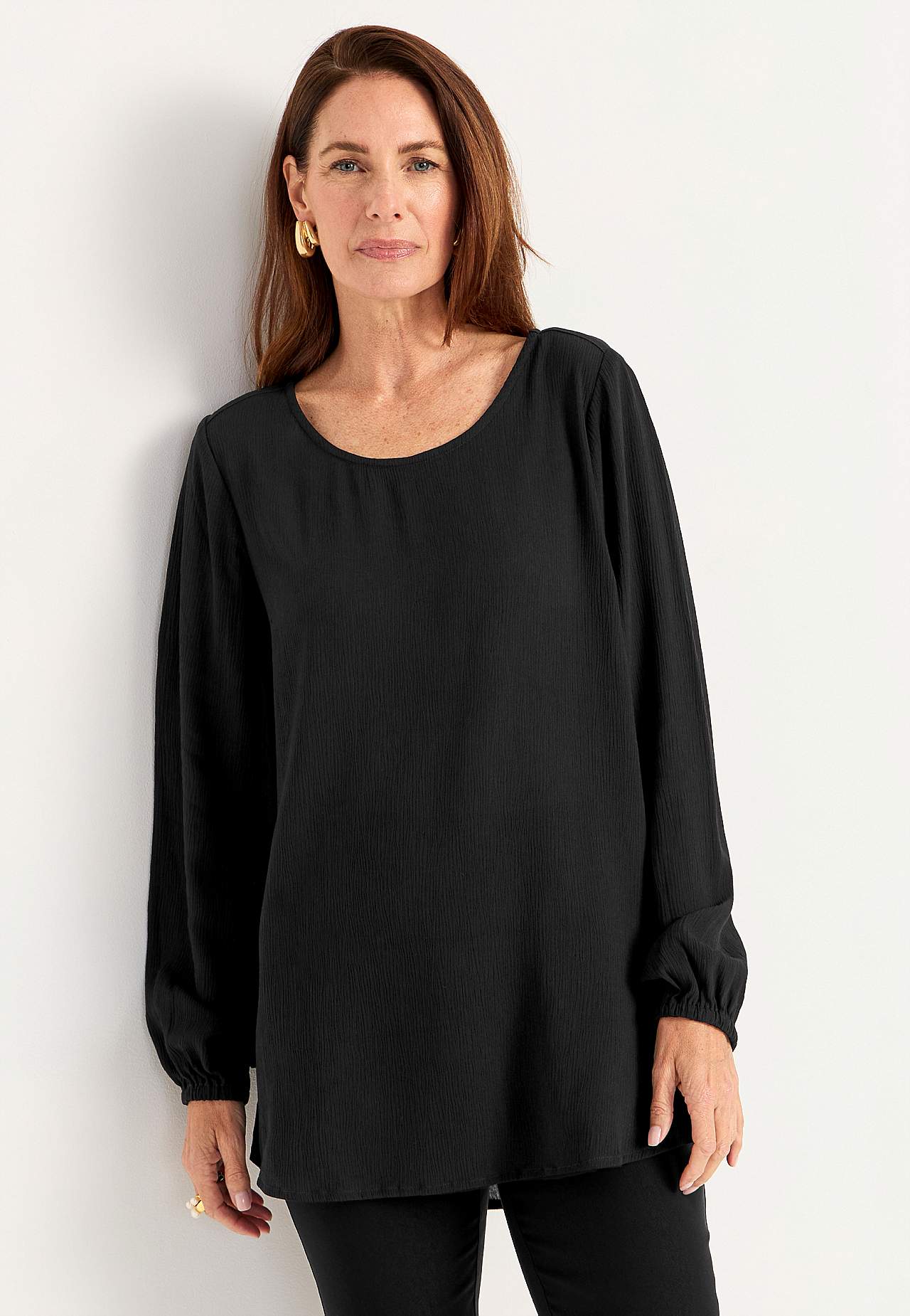 Tuniek met getextureerd gevlochten stof