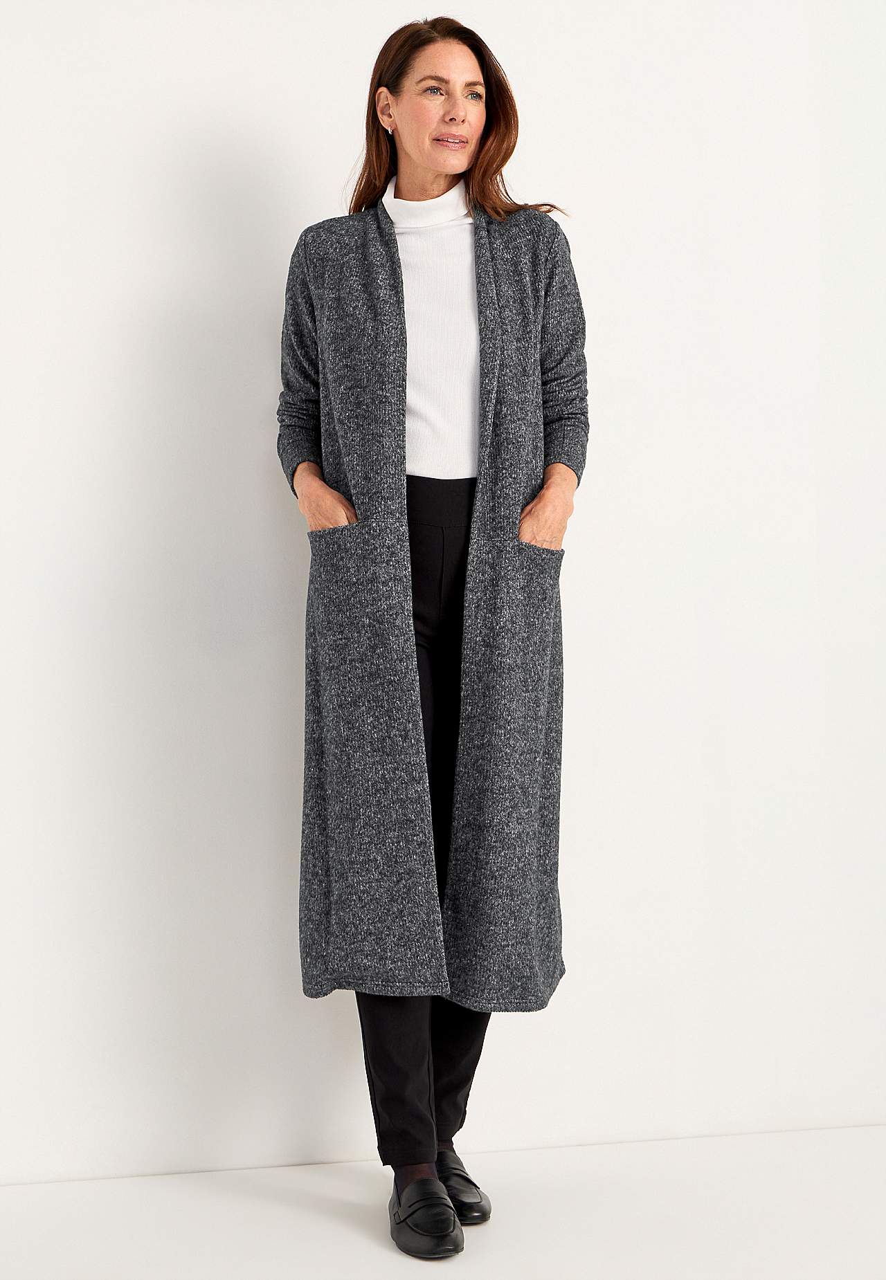Super zachte en lange cardigan met zakken