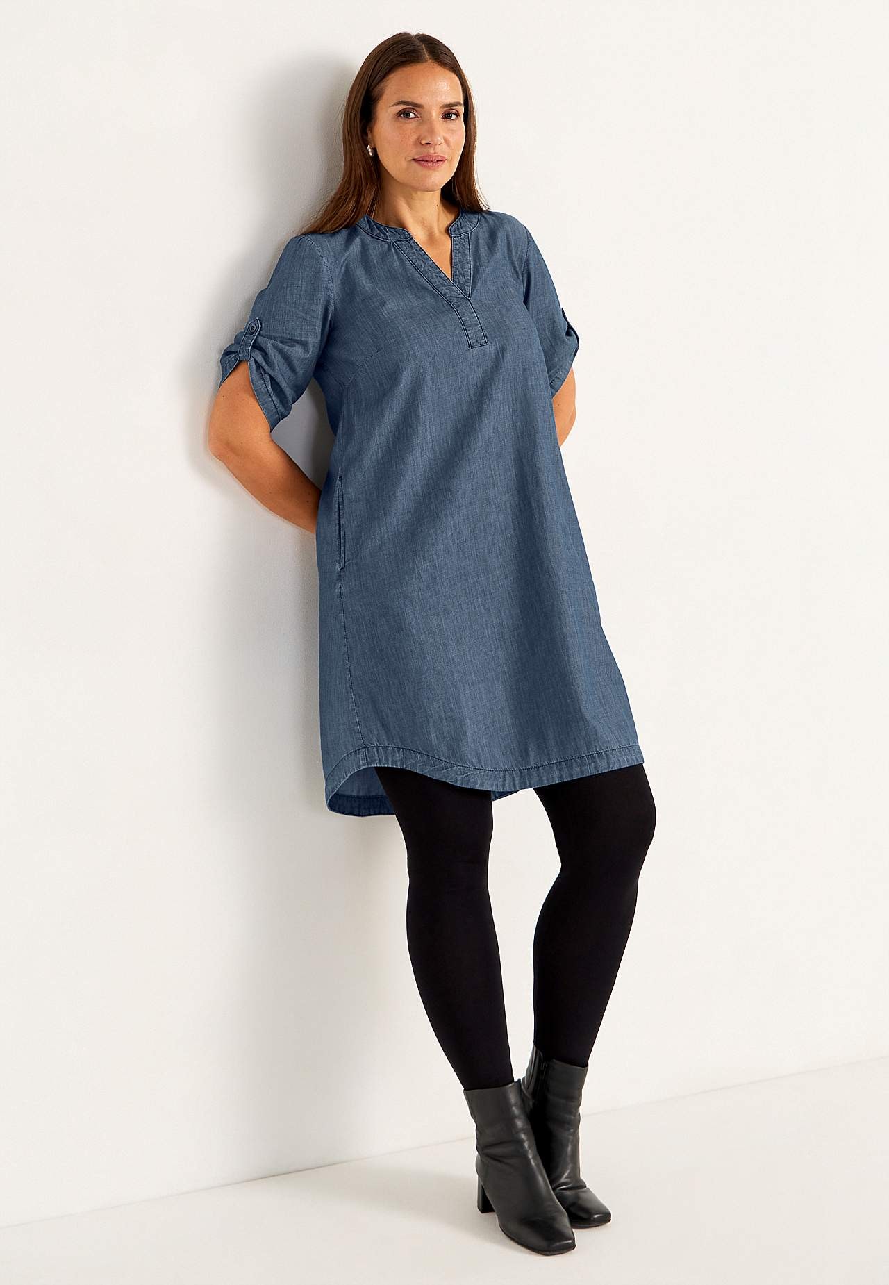 Denim jurk van zacht gewassen denim