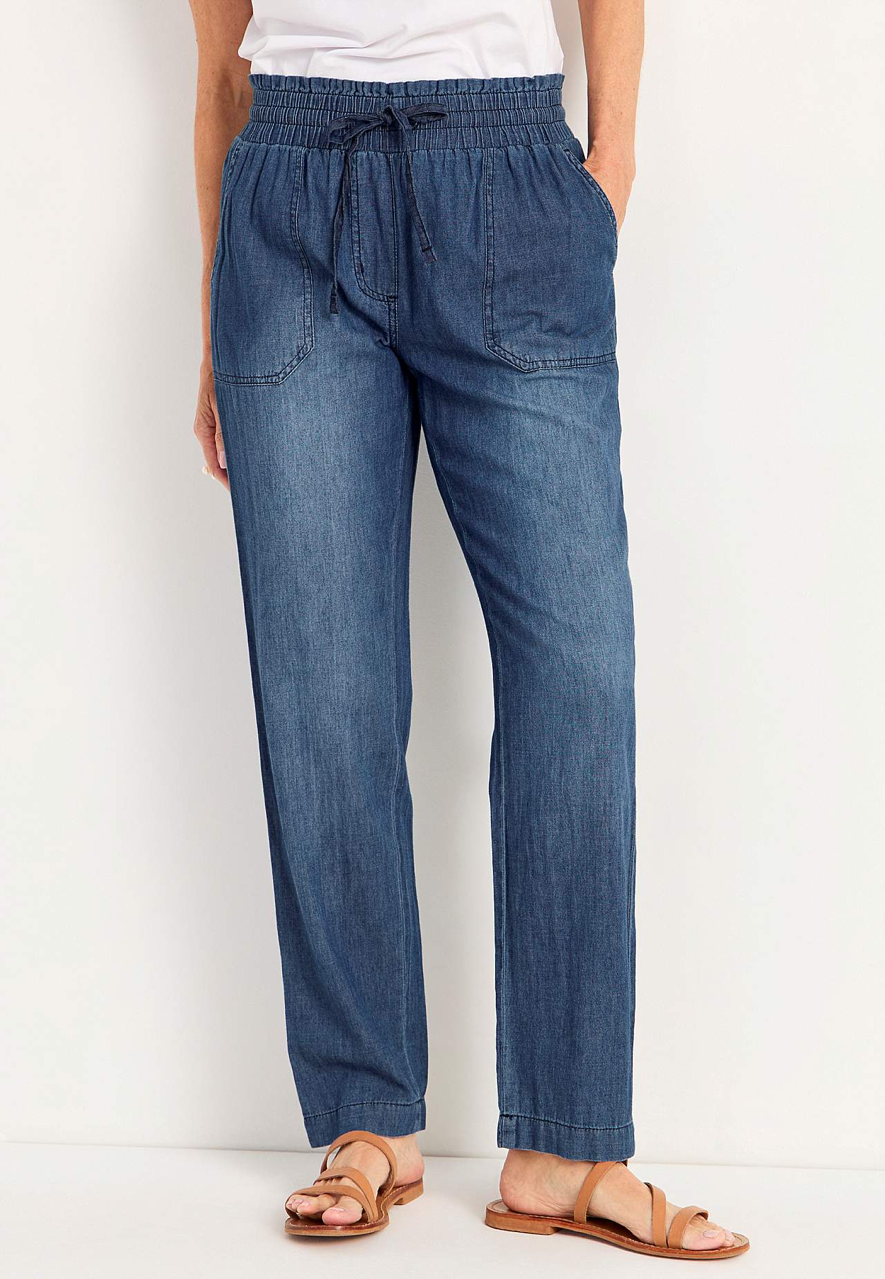 Lange broek van zacht gewassen denim