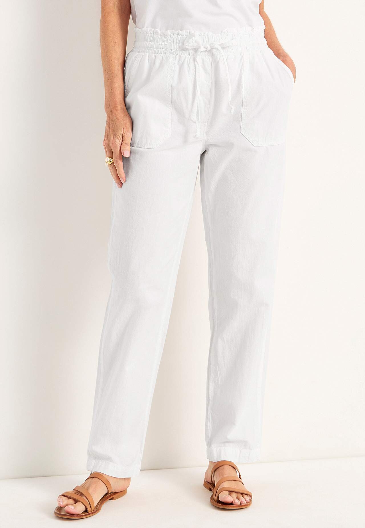 Lange broek van gewassen katoen