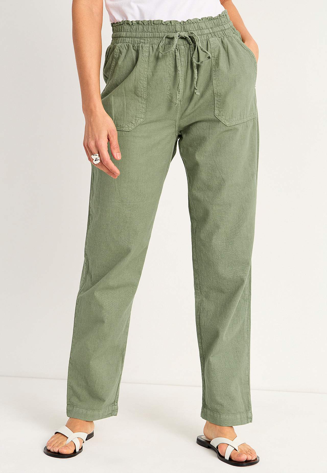 Lange broek van gewassen katoen