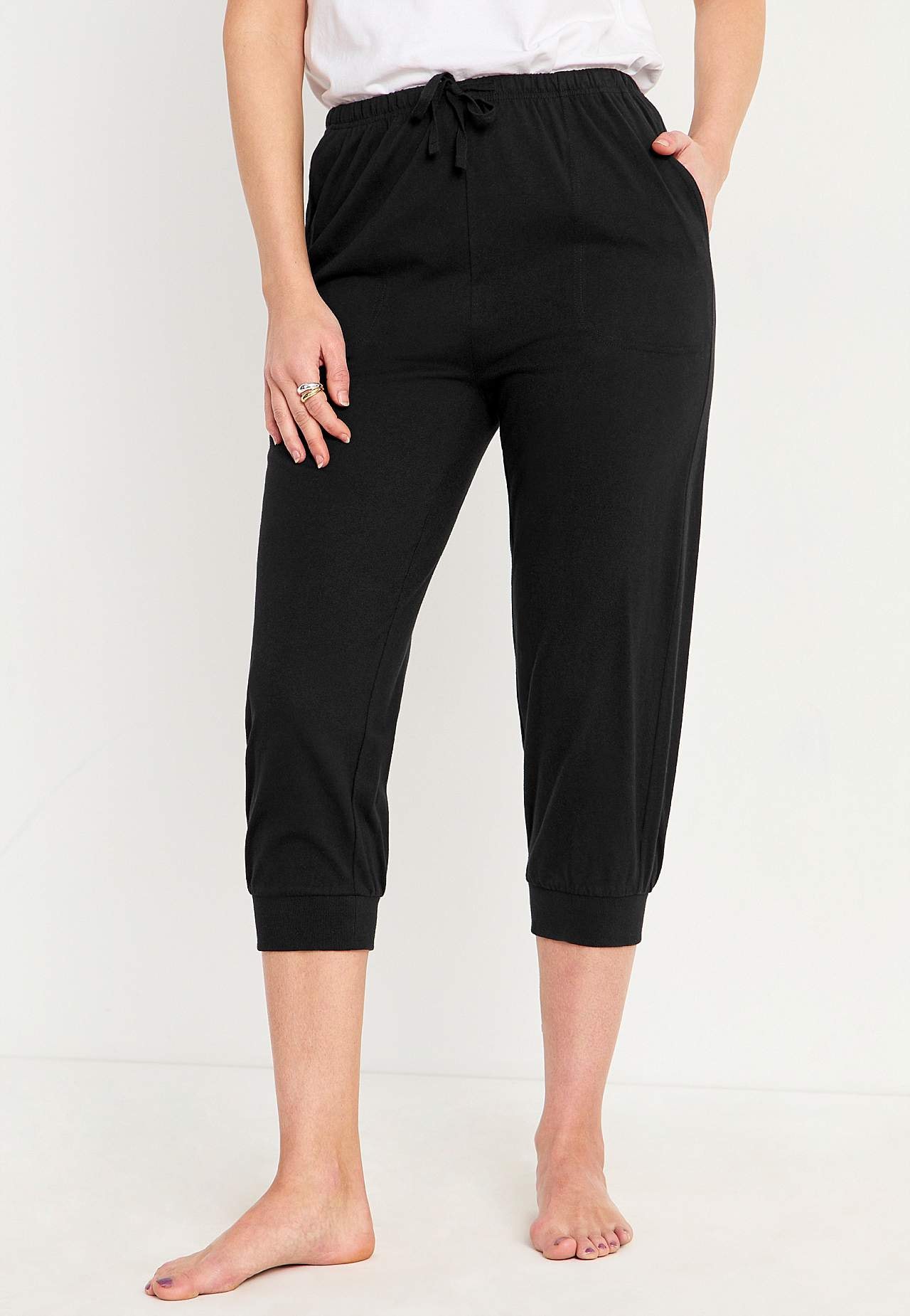 Capri broek van tricot met manchet