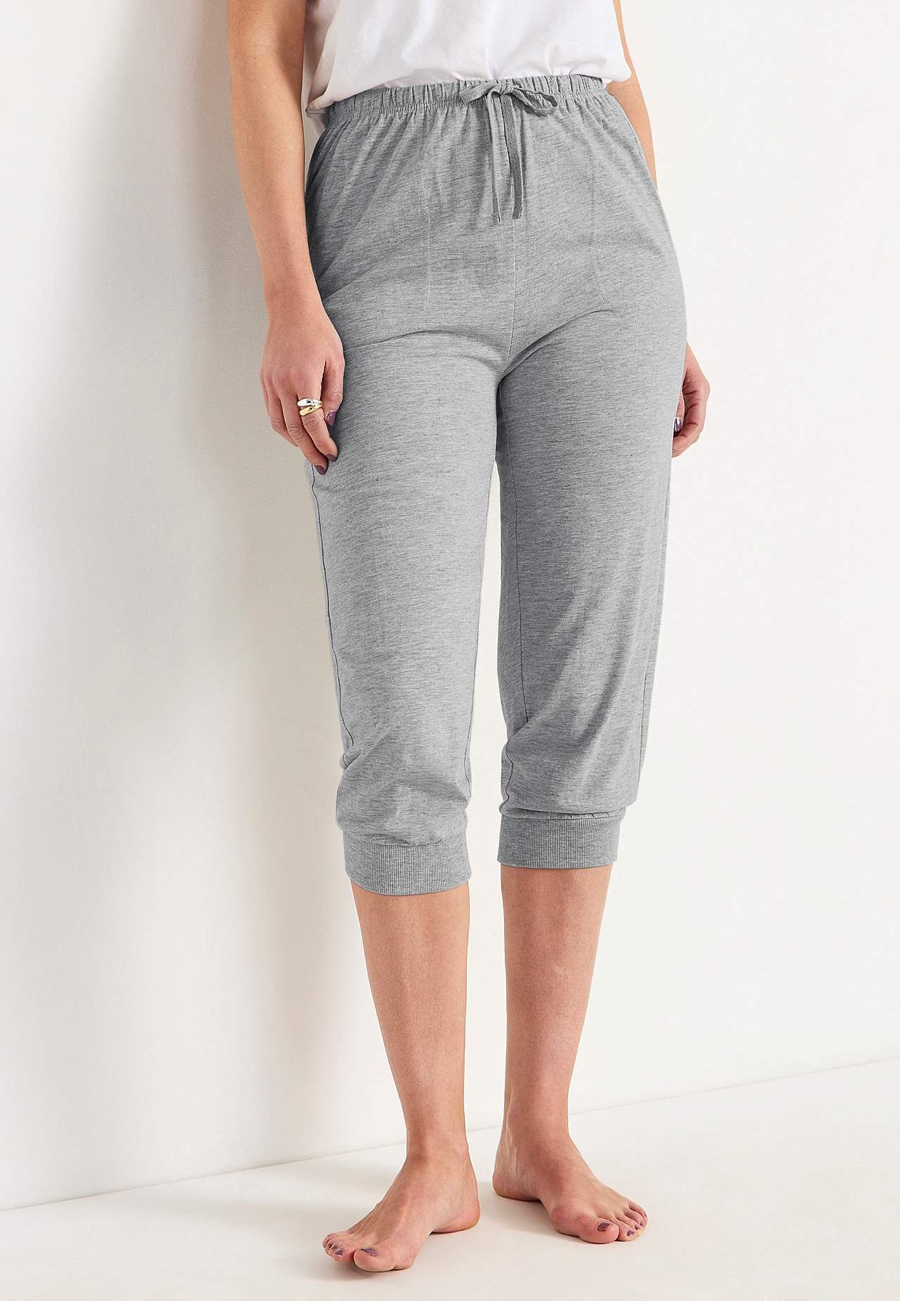 Capri broek van tricot met manchet