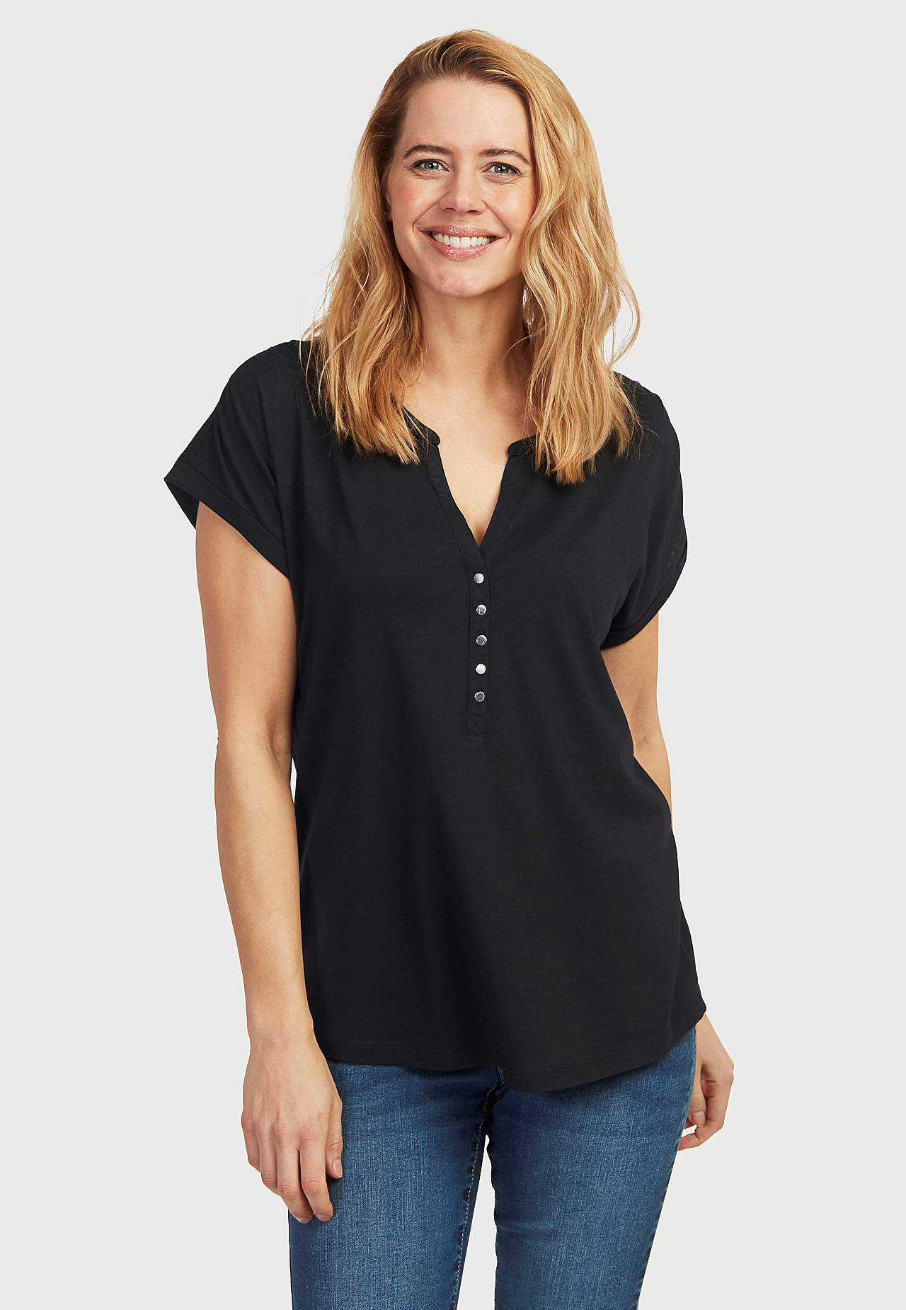 Jersey-topje met metalen knoppen