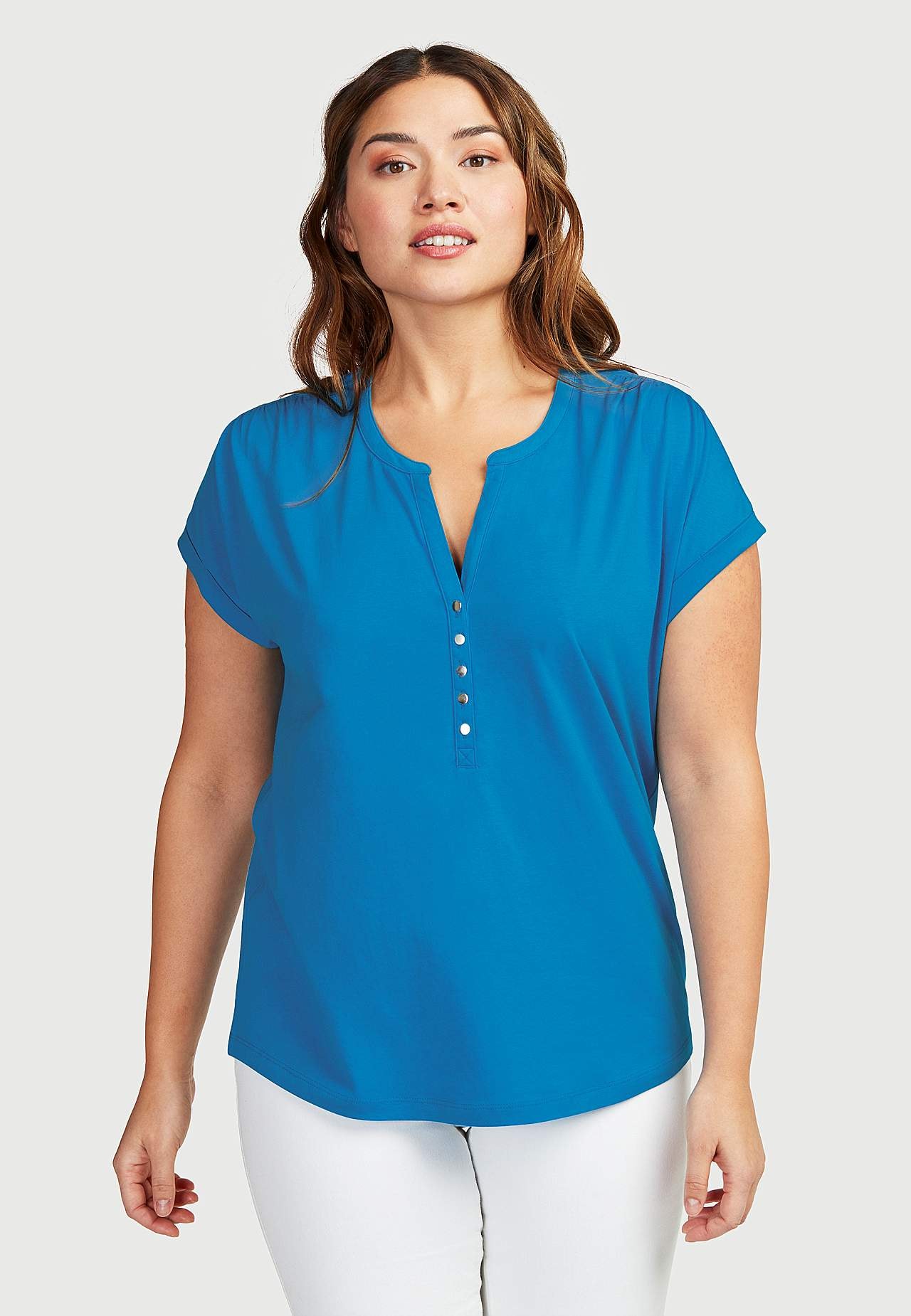 Jersey-topje met metalen knoppen