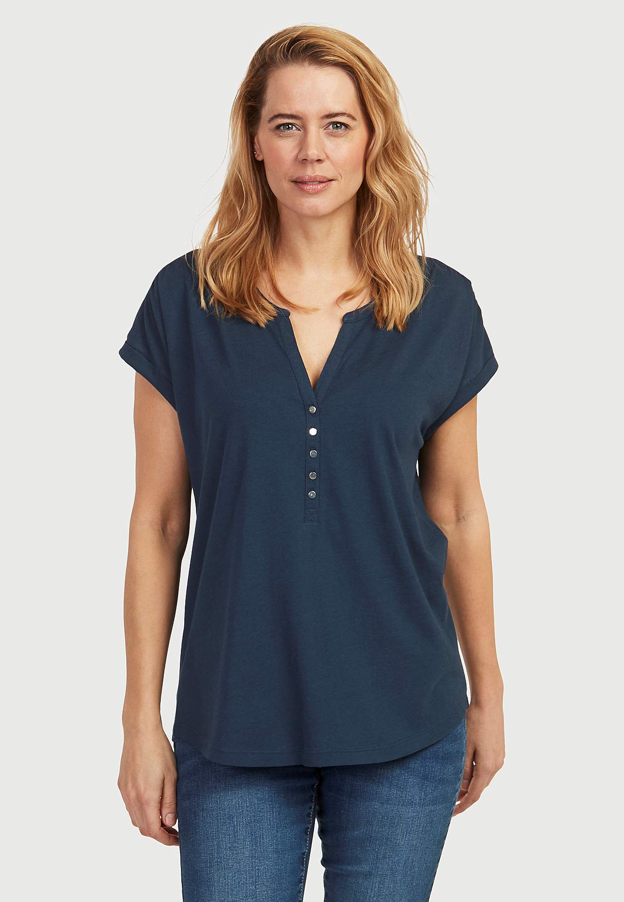 Jersey-topje met metalen knoppen