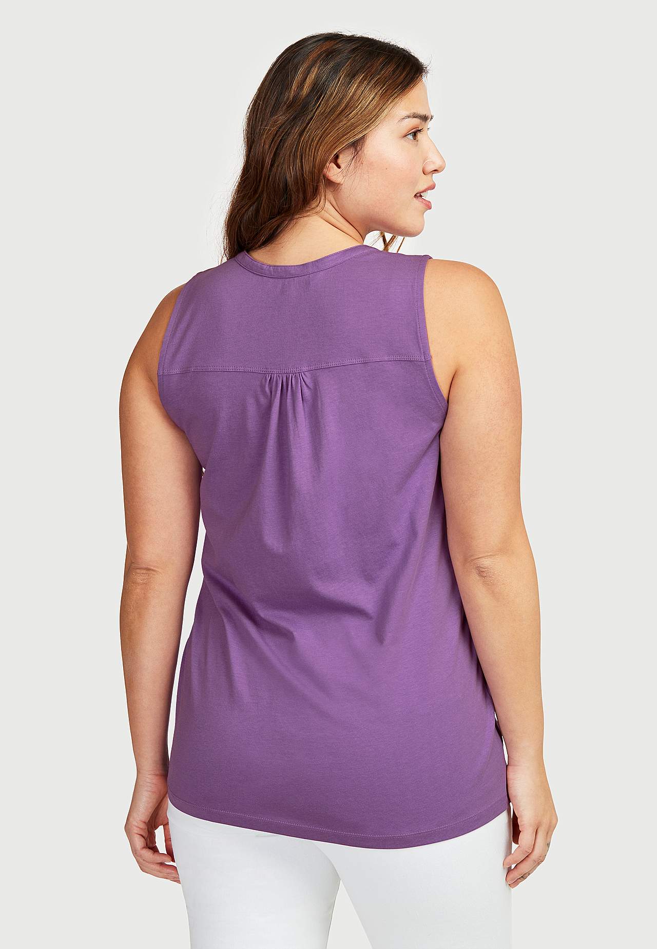 Mouwloos jersey-topje met metalen knoppen