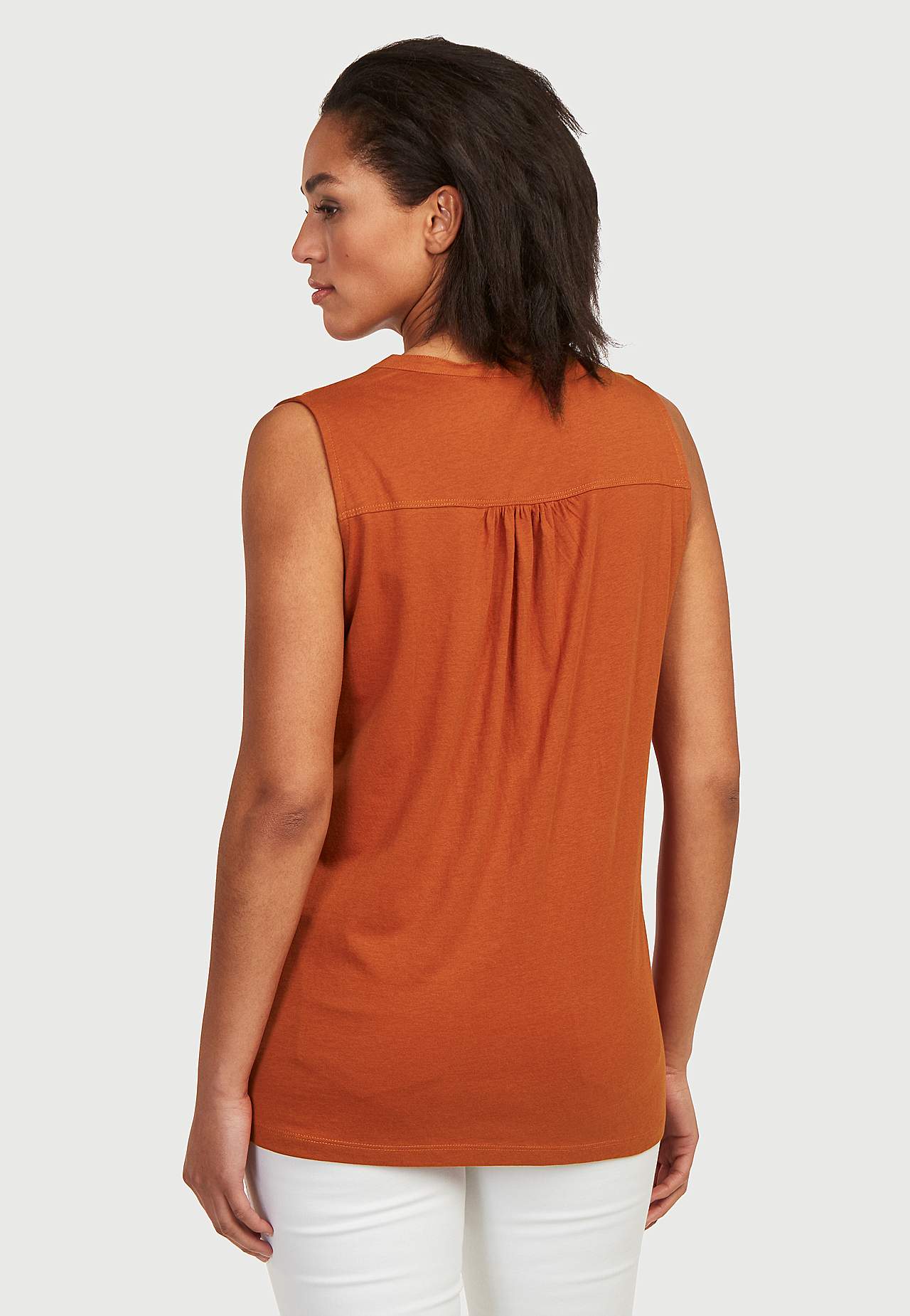 Mouwloos jersey-topje met metalen knoppen
