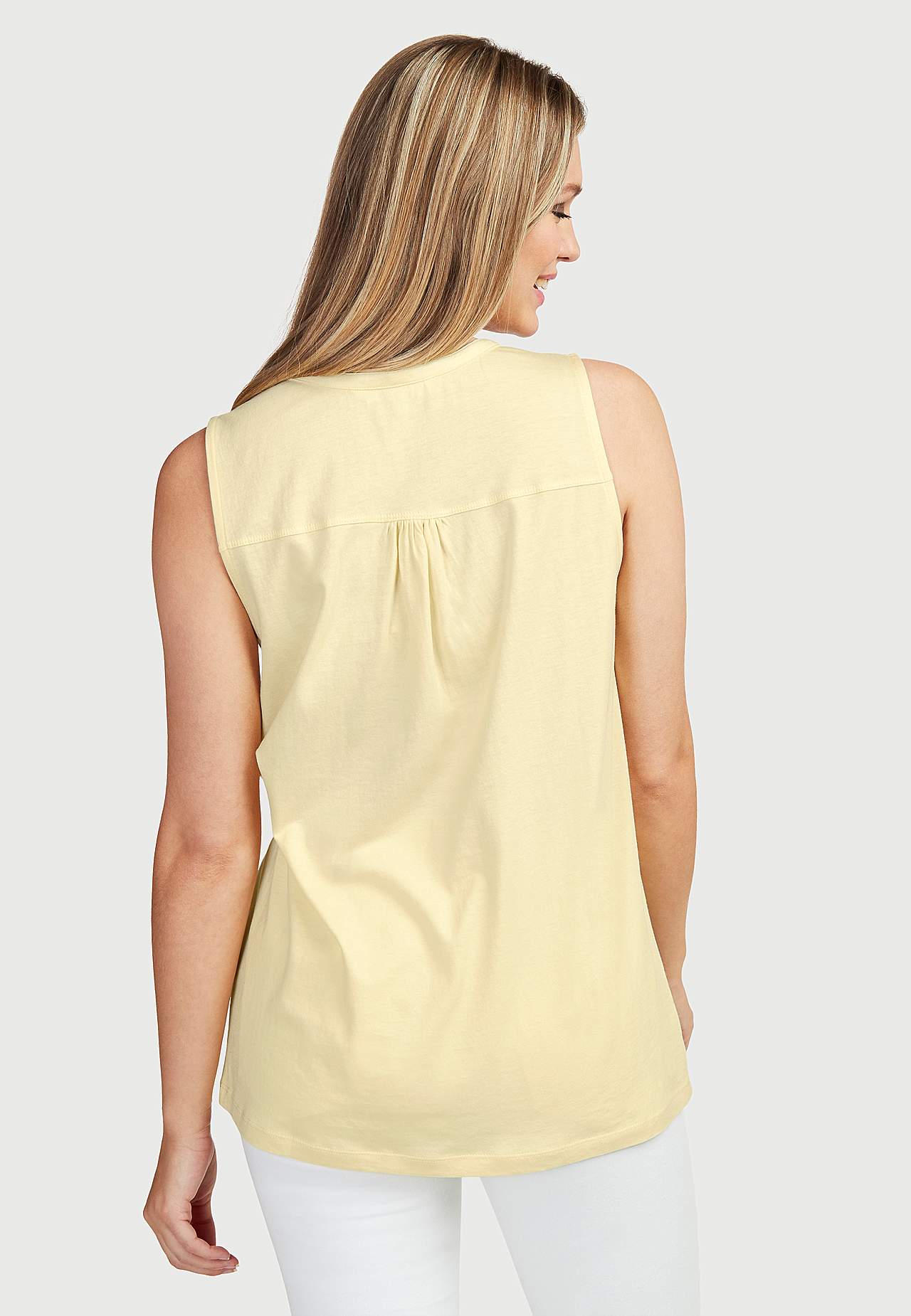 Mouwloos jersey-topje met metalen knoppen