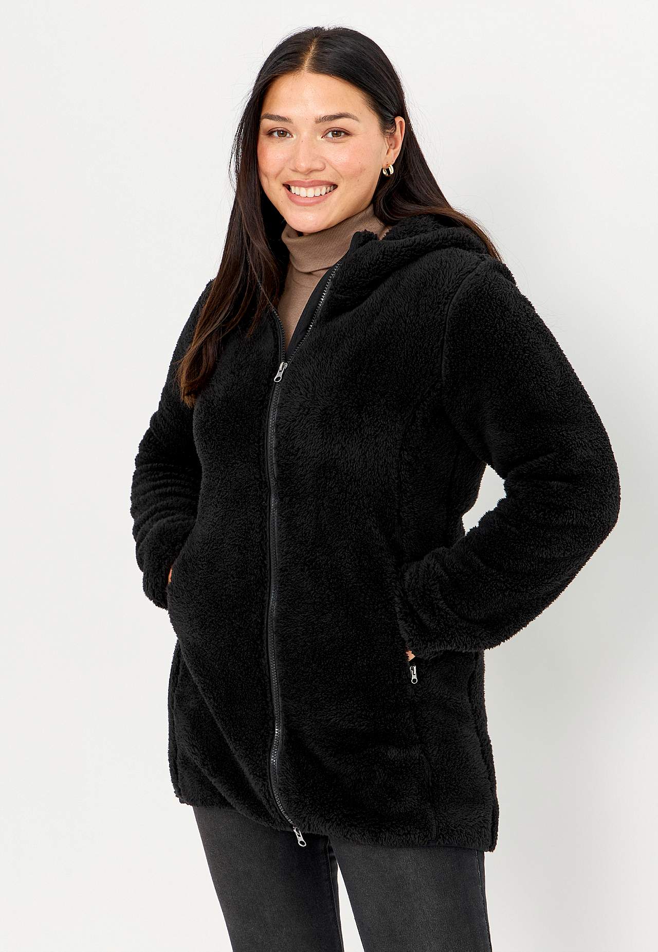 Knusse fleece-jas met capuchon