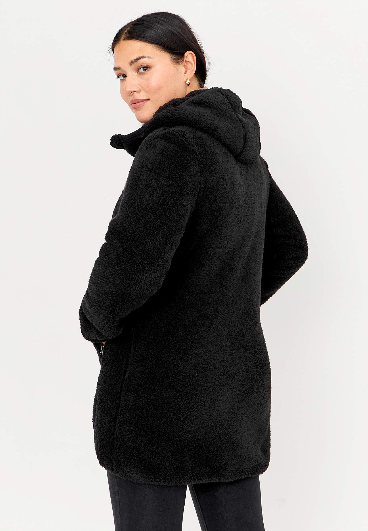 Knusse fleece-jas met capuchon