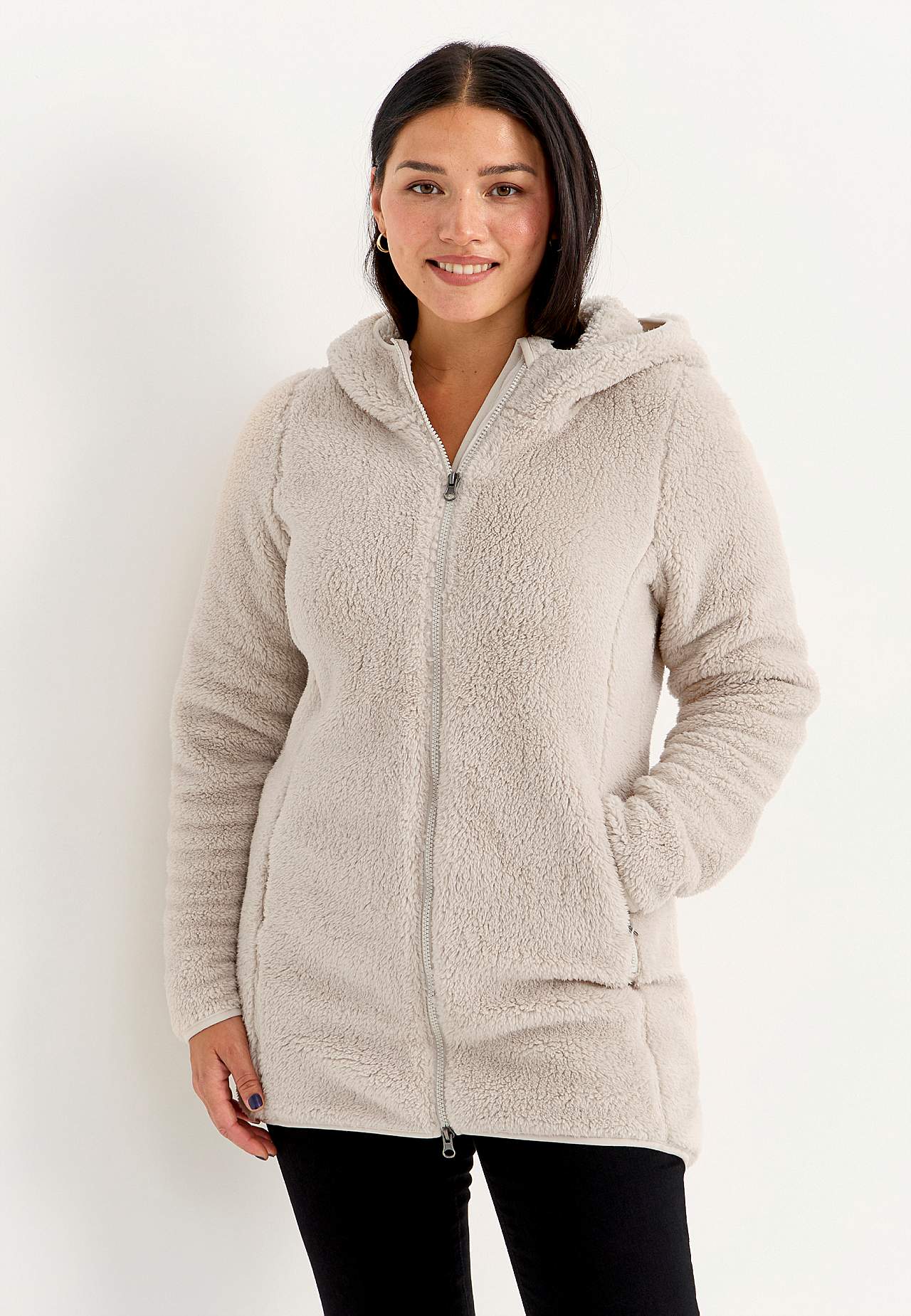Knusse fleece-jas met capuchon
