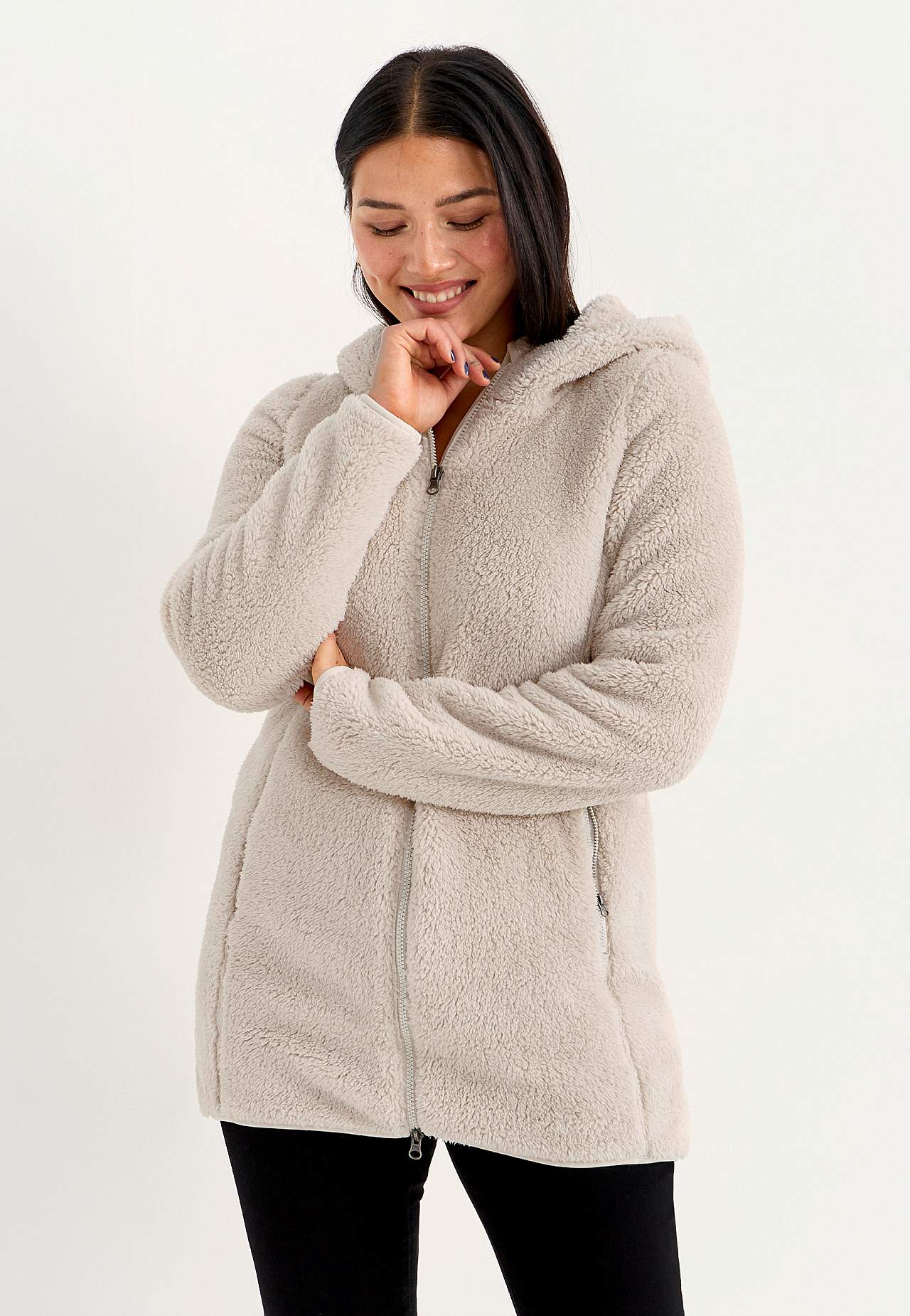 Knusse fleece-jas met capuchon