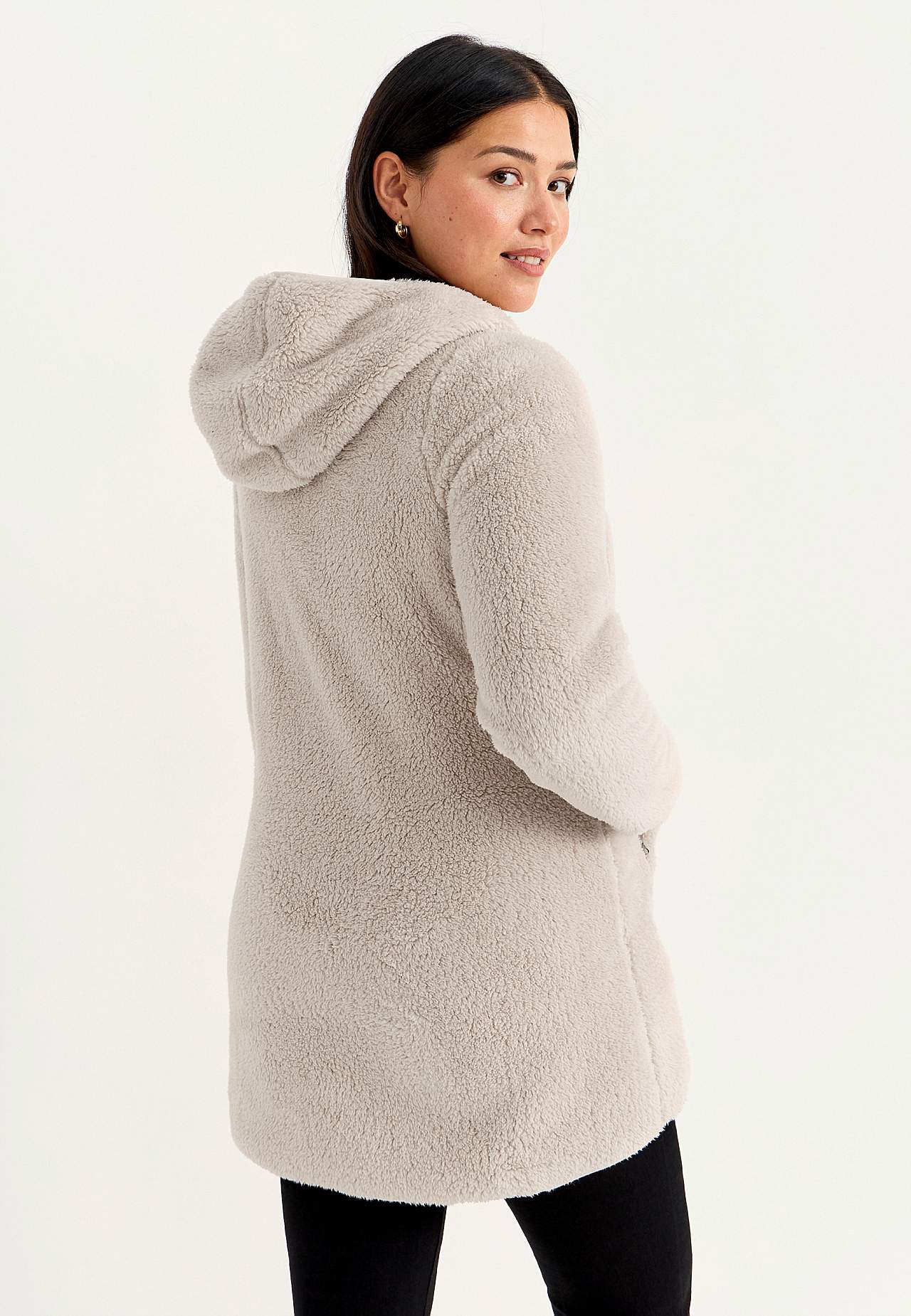 Knusse fleece-jas met capuchon