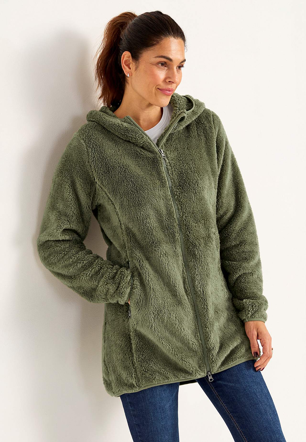 Knusse fleece-jas met capuchon