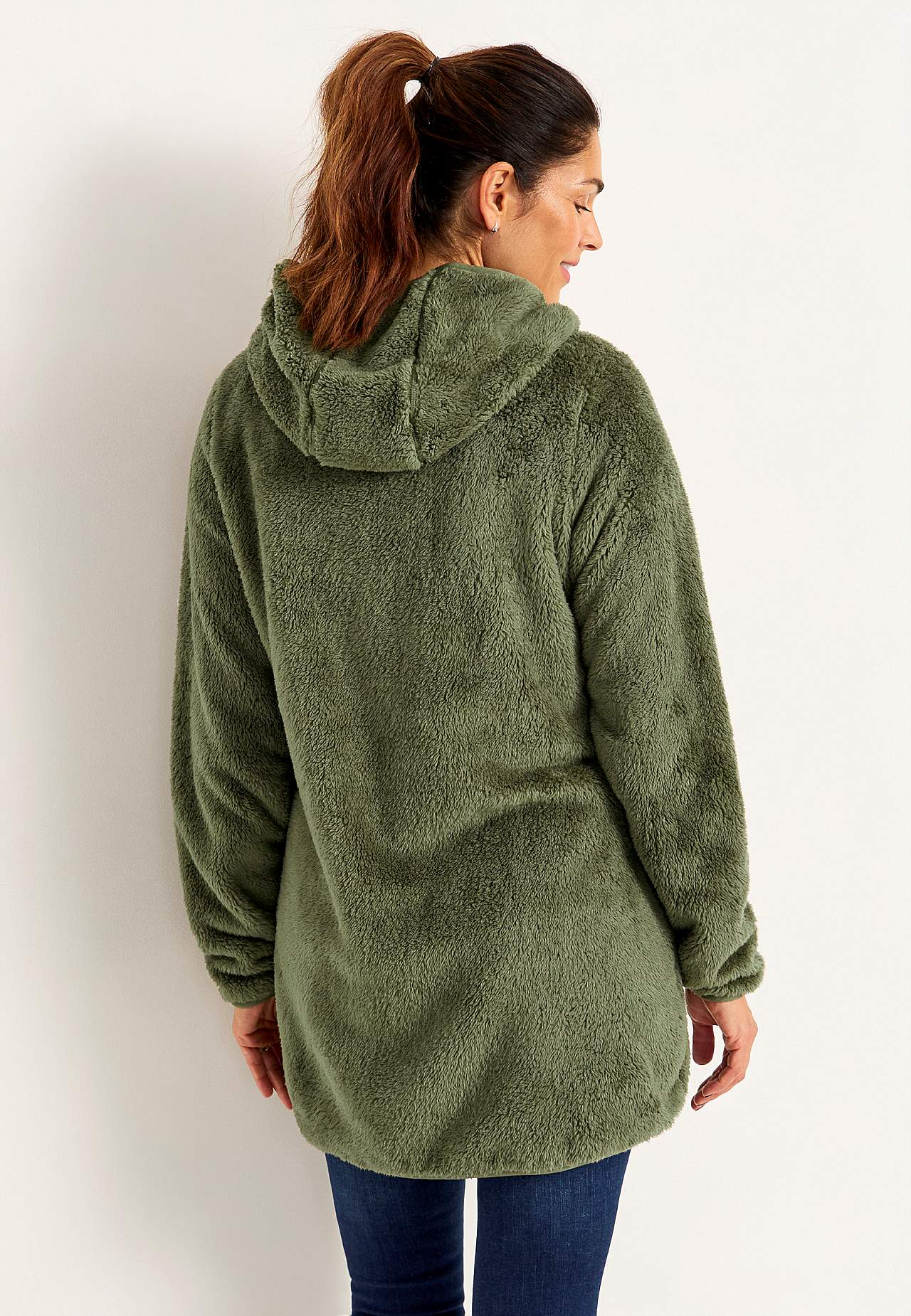 Knusse fleece-jas met capuchon
