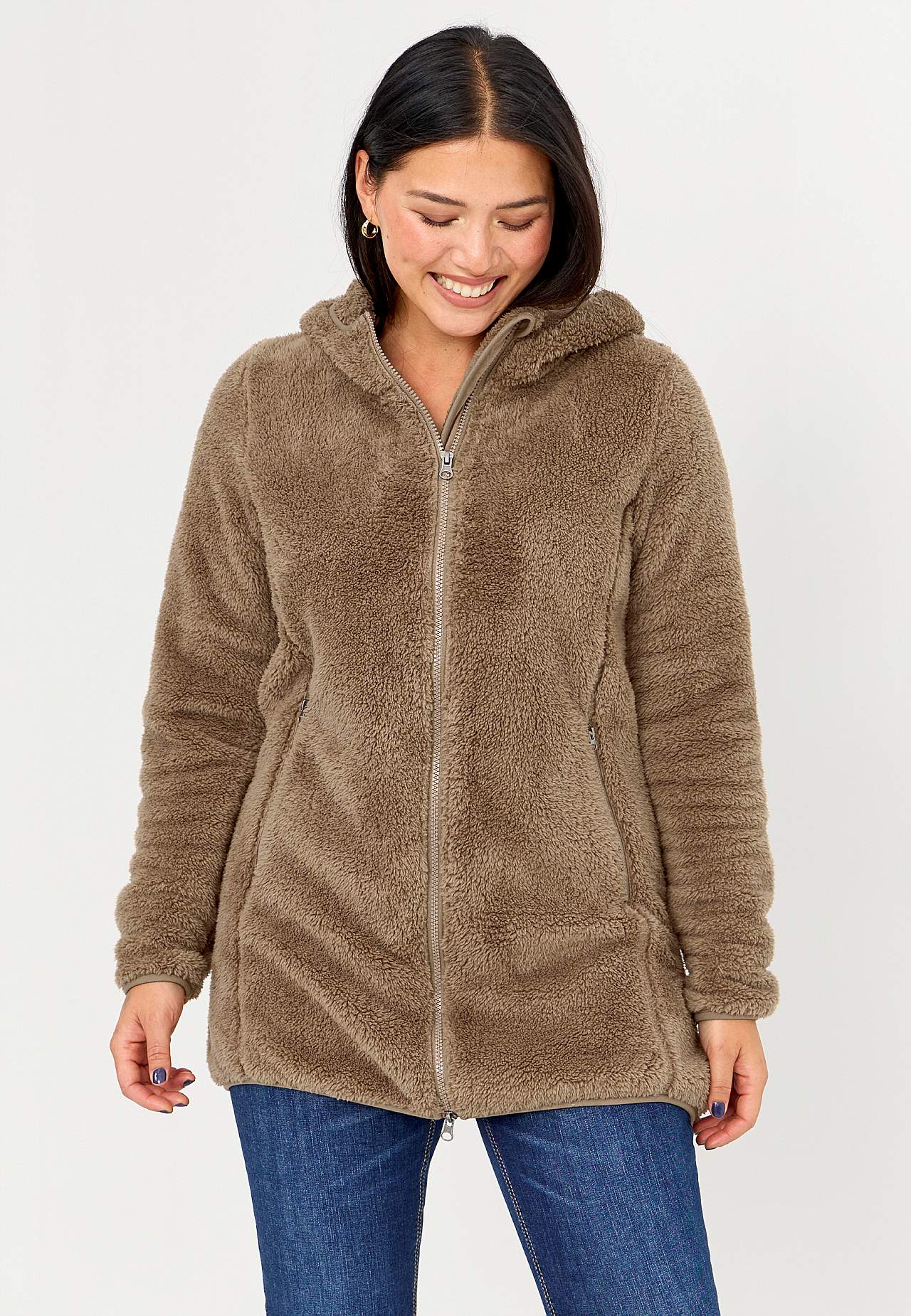 Knusse fleece-jas met capuchon