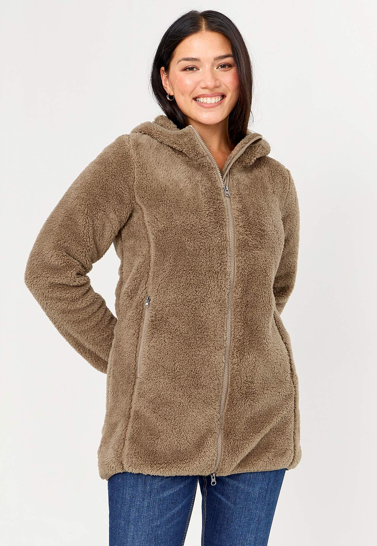 Knusse fleece-jas met capuchon