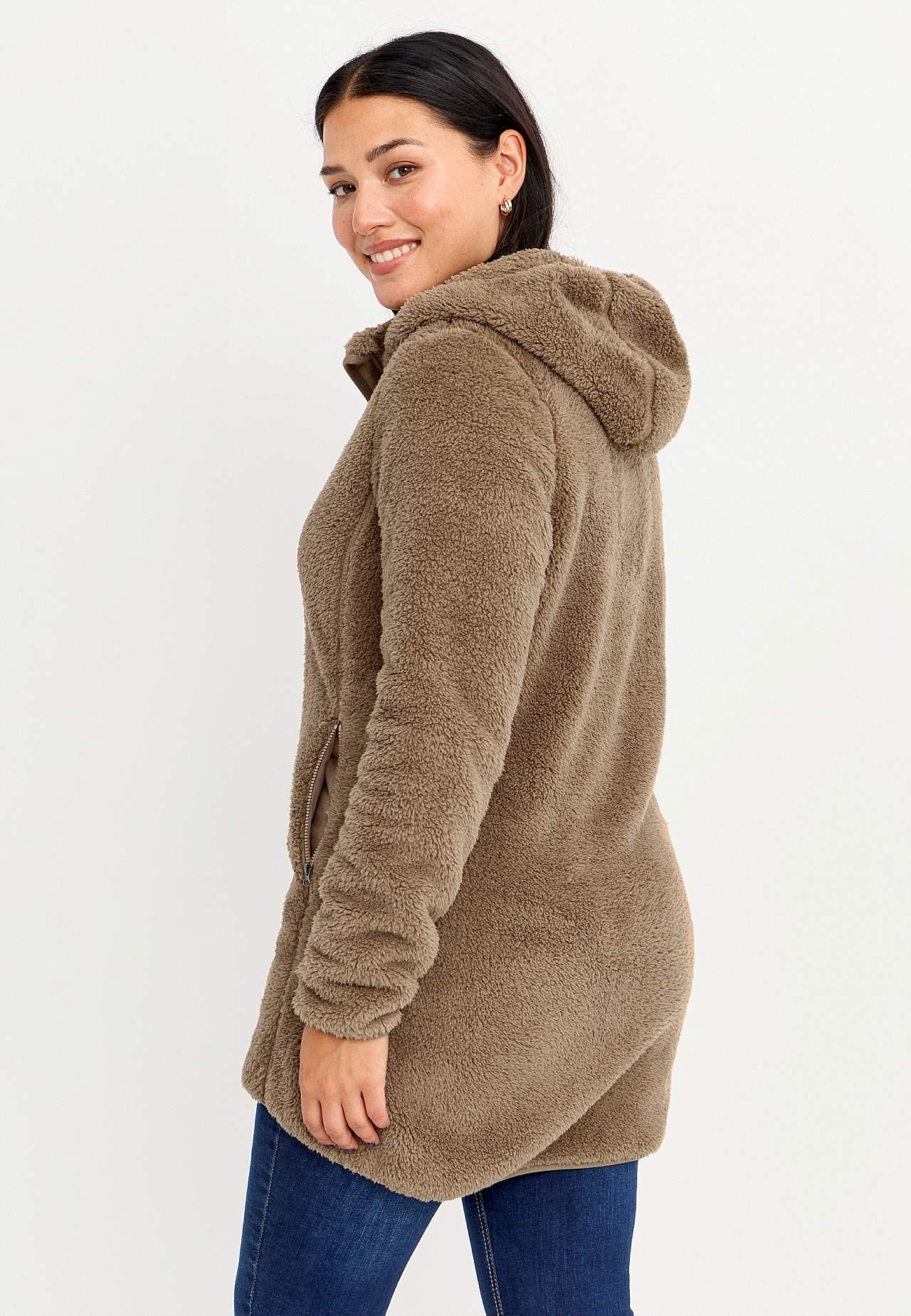 Knusse fleece-jas met capuchon