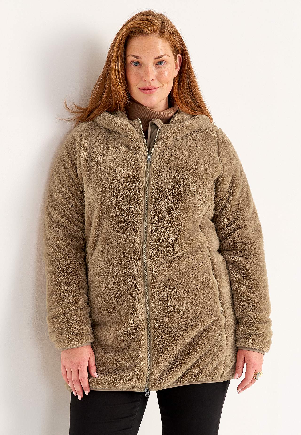 Knusse fleece-jas met capuchon