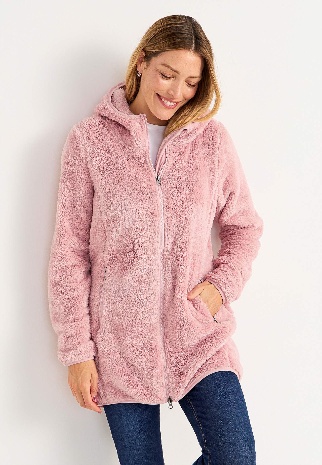Knusse fleece-jas met capuchon